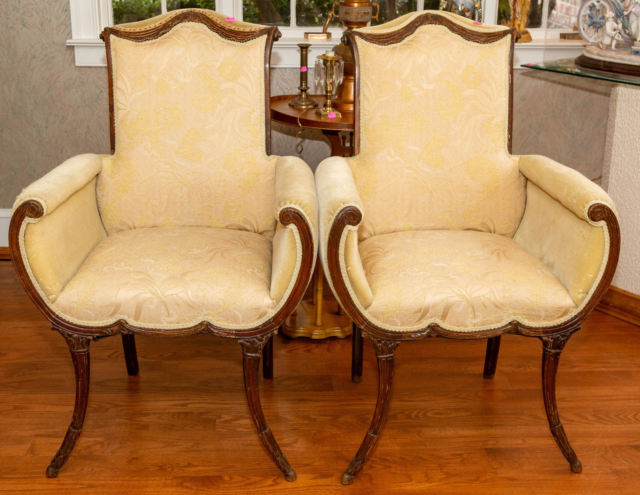 A PAIR OF FANCIFUL UPHOLSTERED 36a221