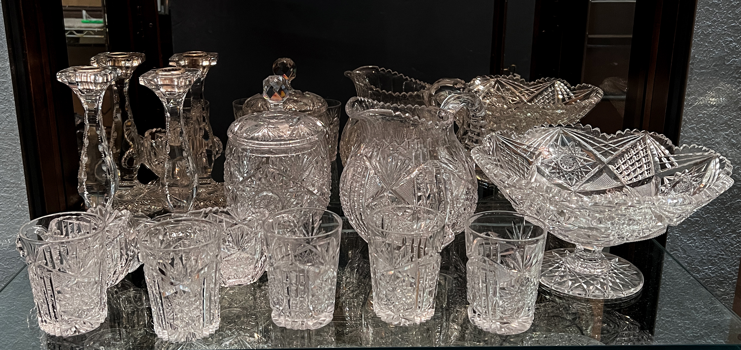 12 PC CUT GLASS PITCHER SET  36a245