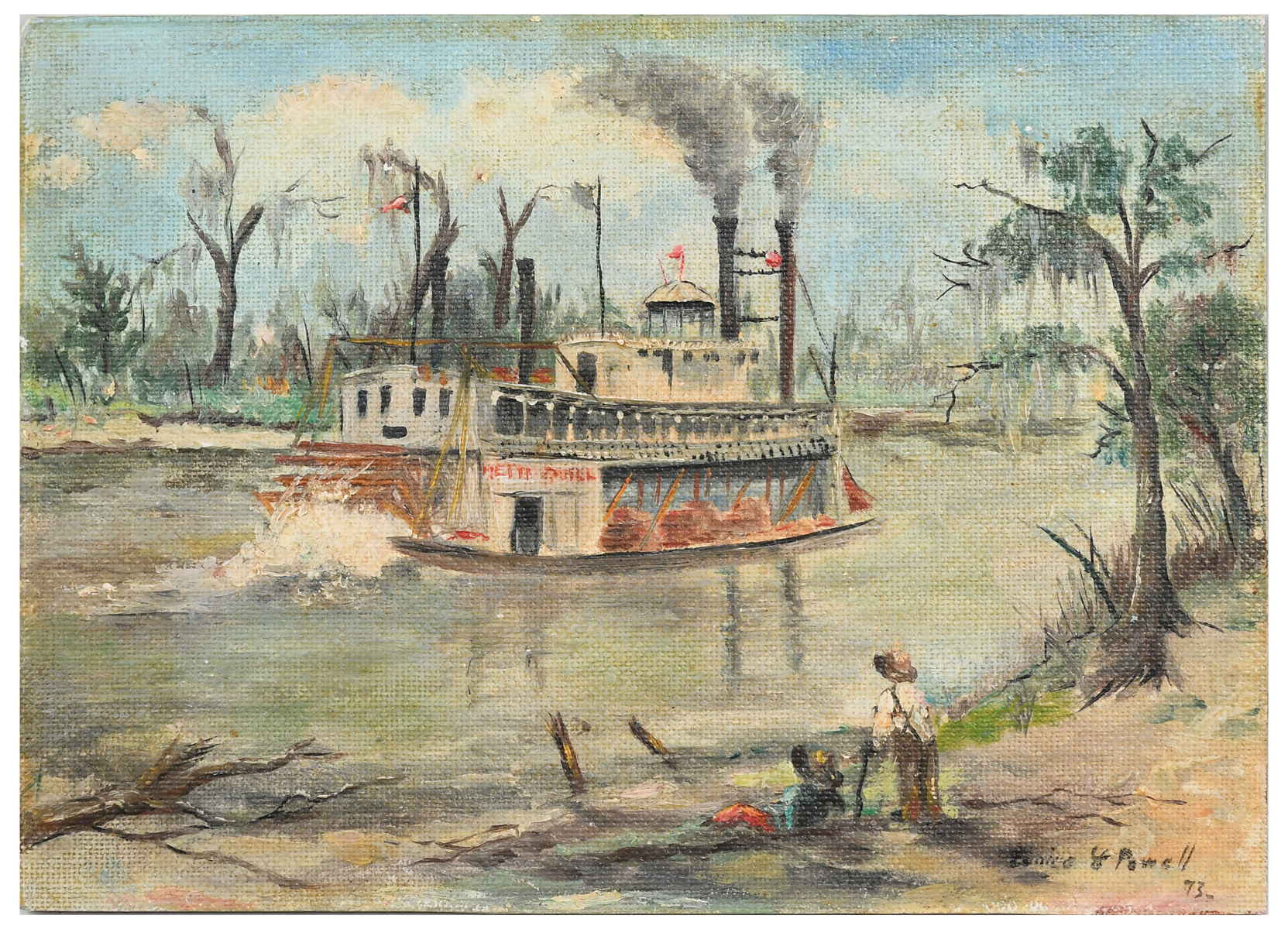 EUNICE POWELL STEAMBOAT PAINTING  36a26b