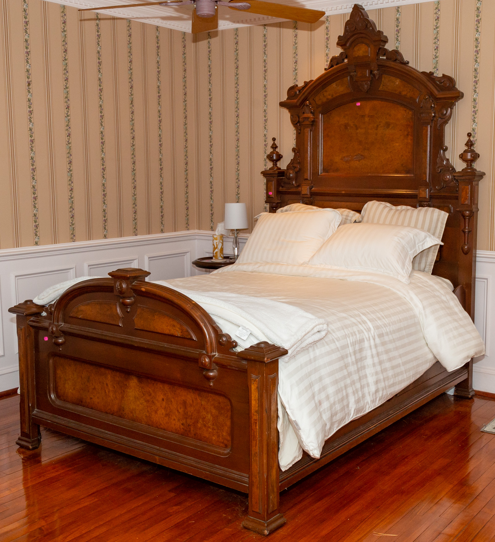 A VICTORIAN WALNUT FULL SIZE BED