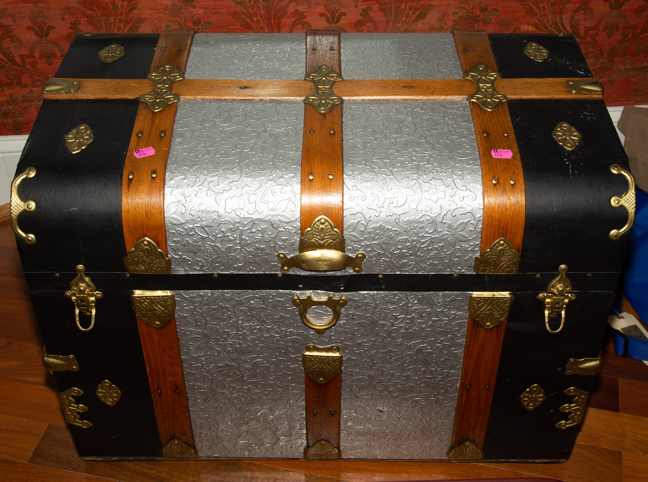 A DOME TOP STEAMER TRUNK 19th century;