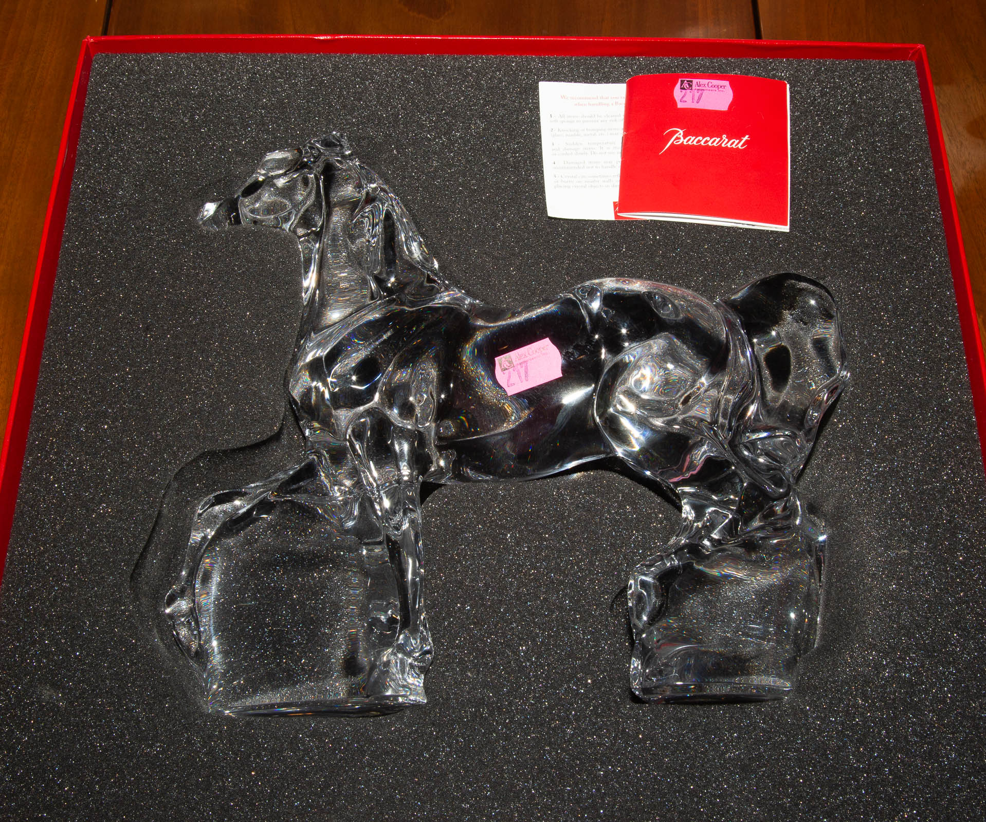 A BACCARAT CRYSTAL HORSE With original