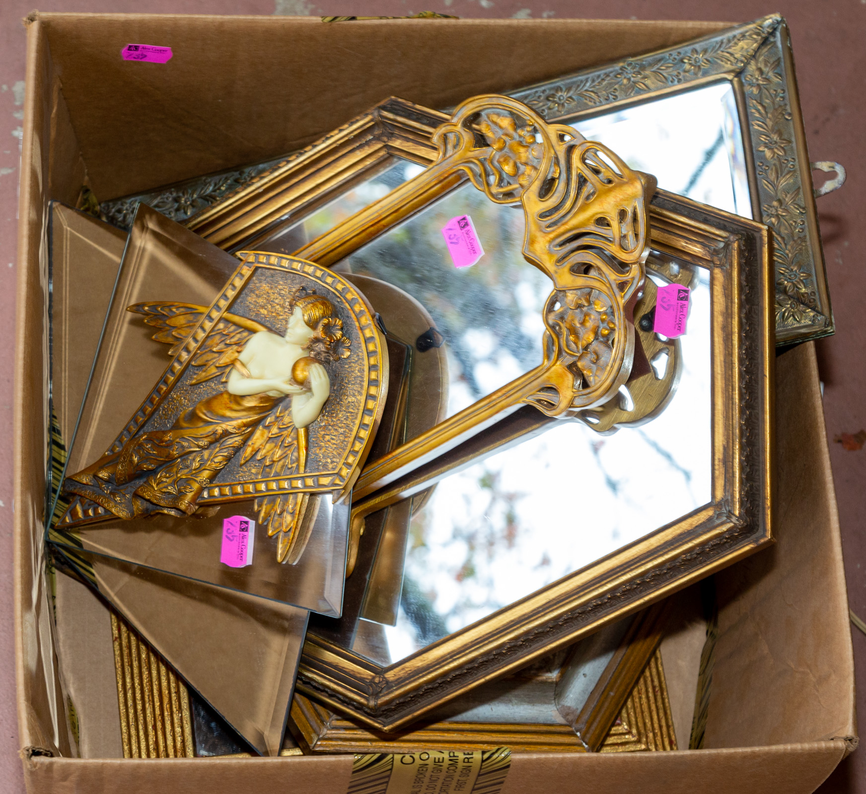 SIX ASSORTED SMALL MIRRORS *located