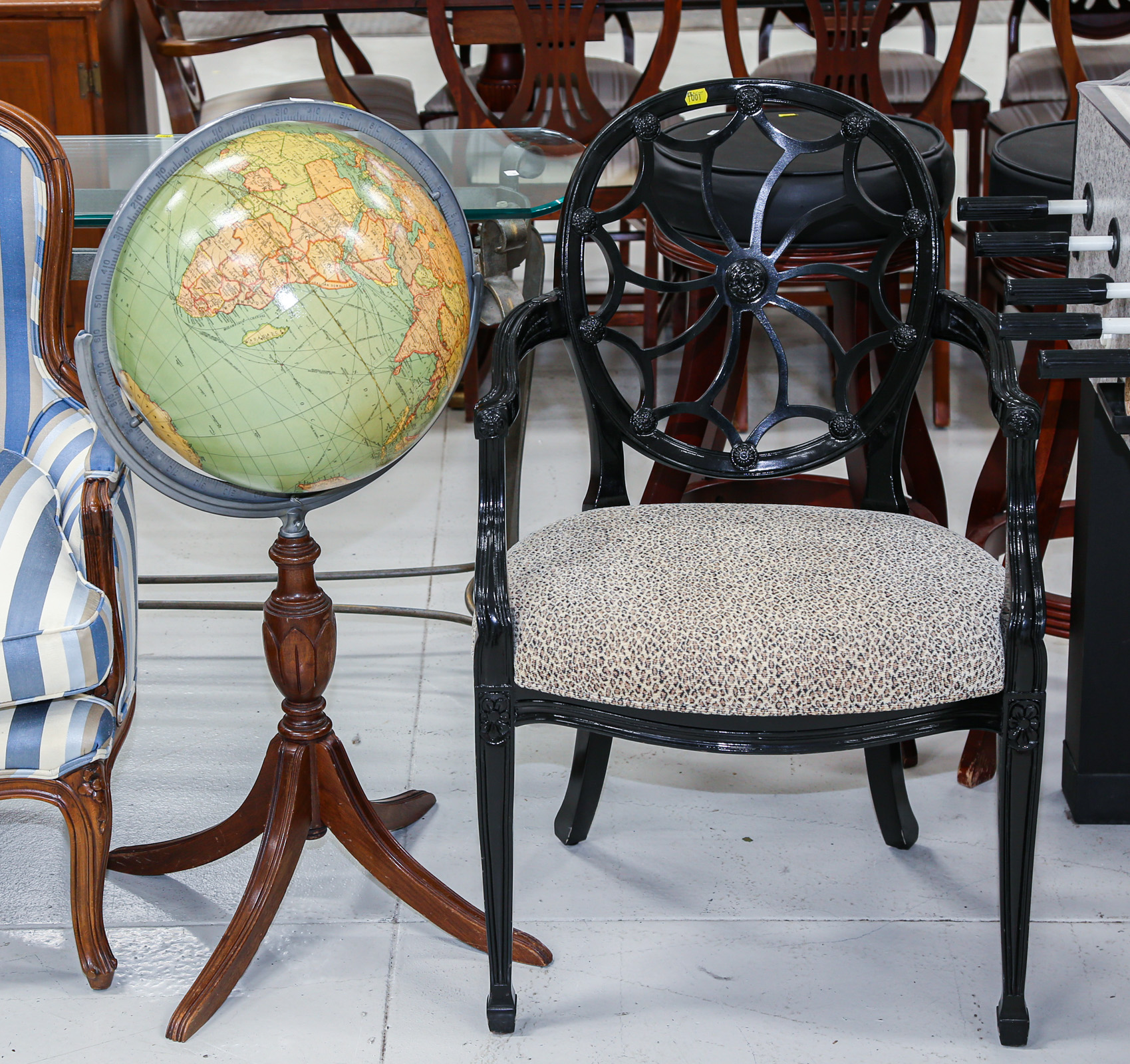 LARGE GLOBE & ARMCHAIR Comprising