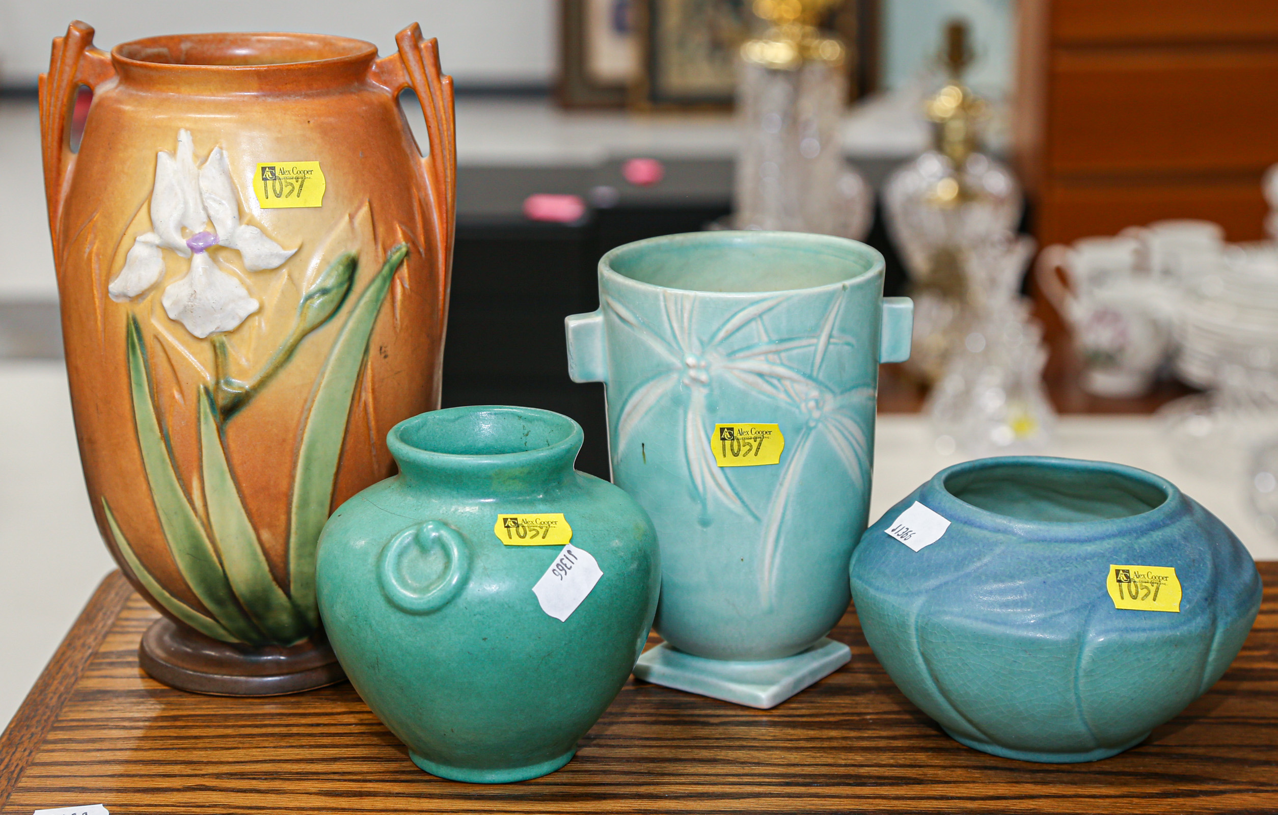 FOUR ART POTTERY VASES Including two