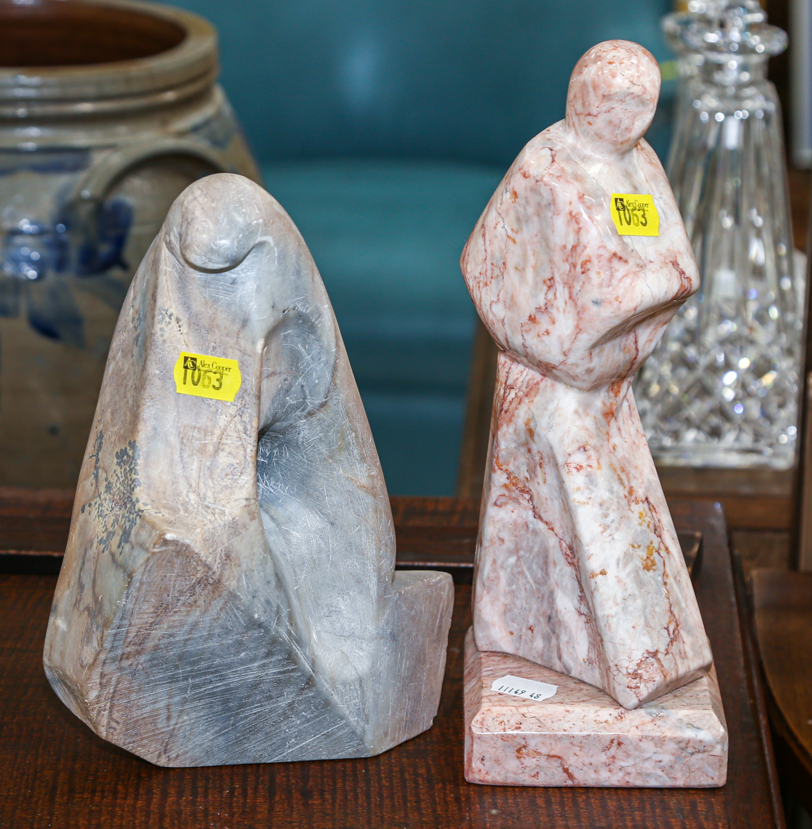 TWO ABSTRACT STONE FIGURES 9 1 2 36a3c7