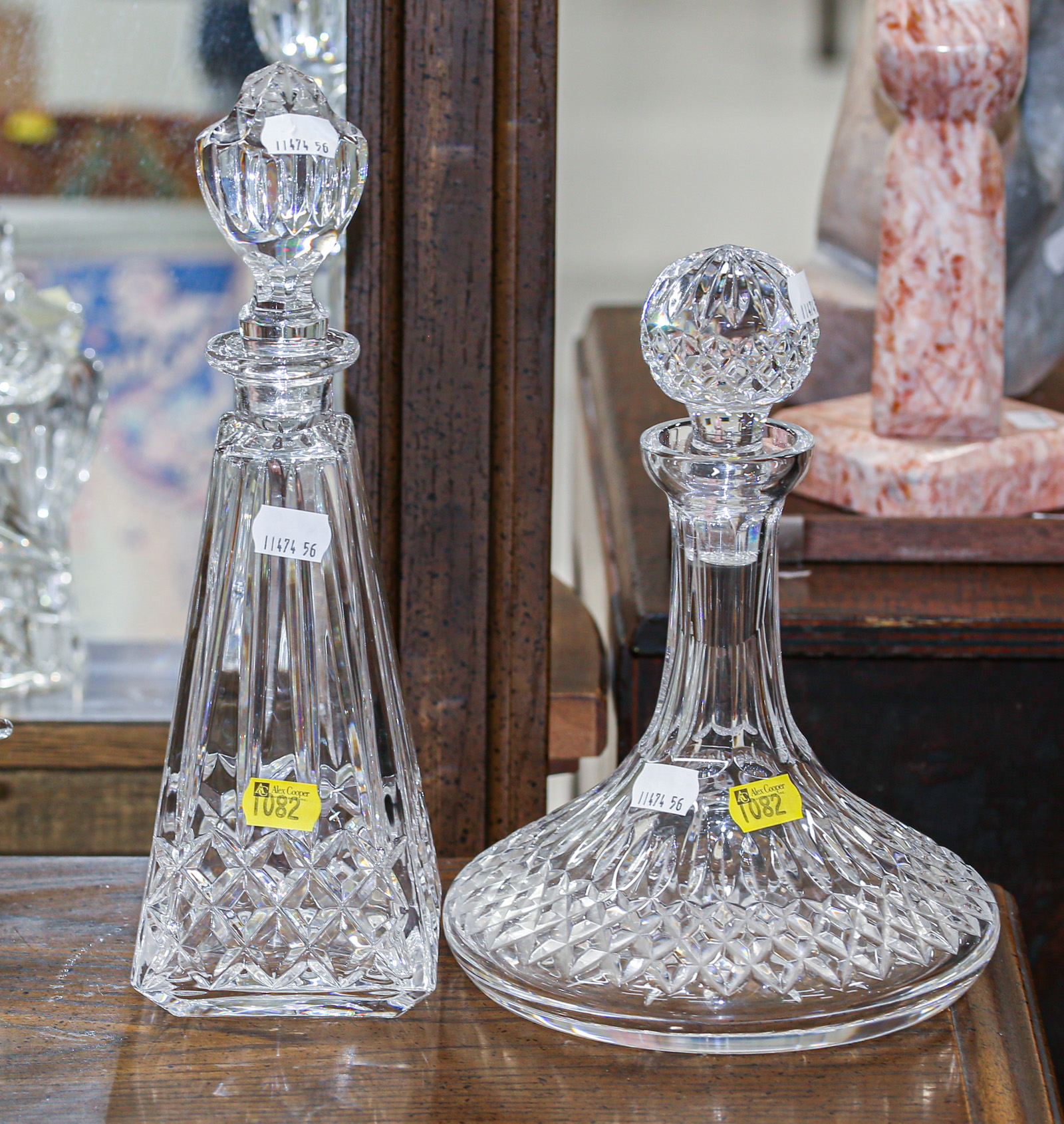 TWO WATERFORD CUT GLASS DECANTERS 36a3d9