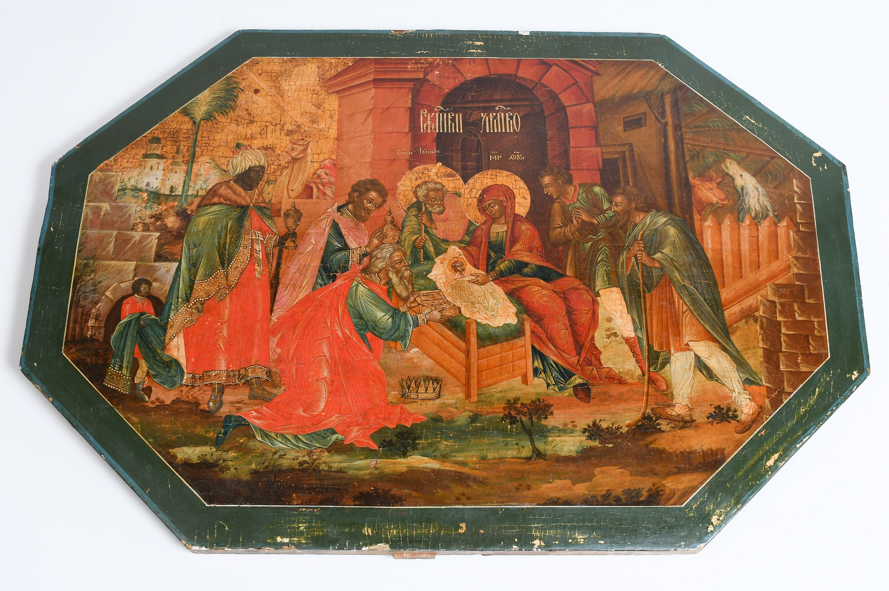 LARGE EARLY RUSSIAN ICON: Depicting