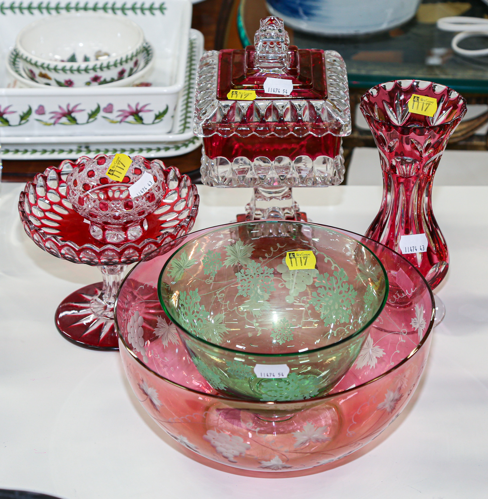 SELECTION OF CUT CASED GLASS &