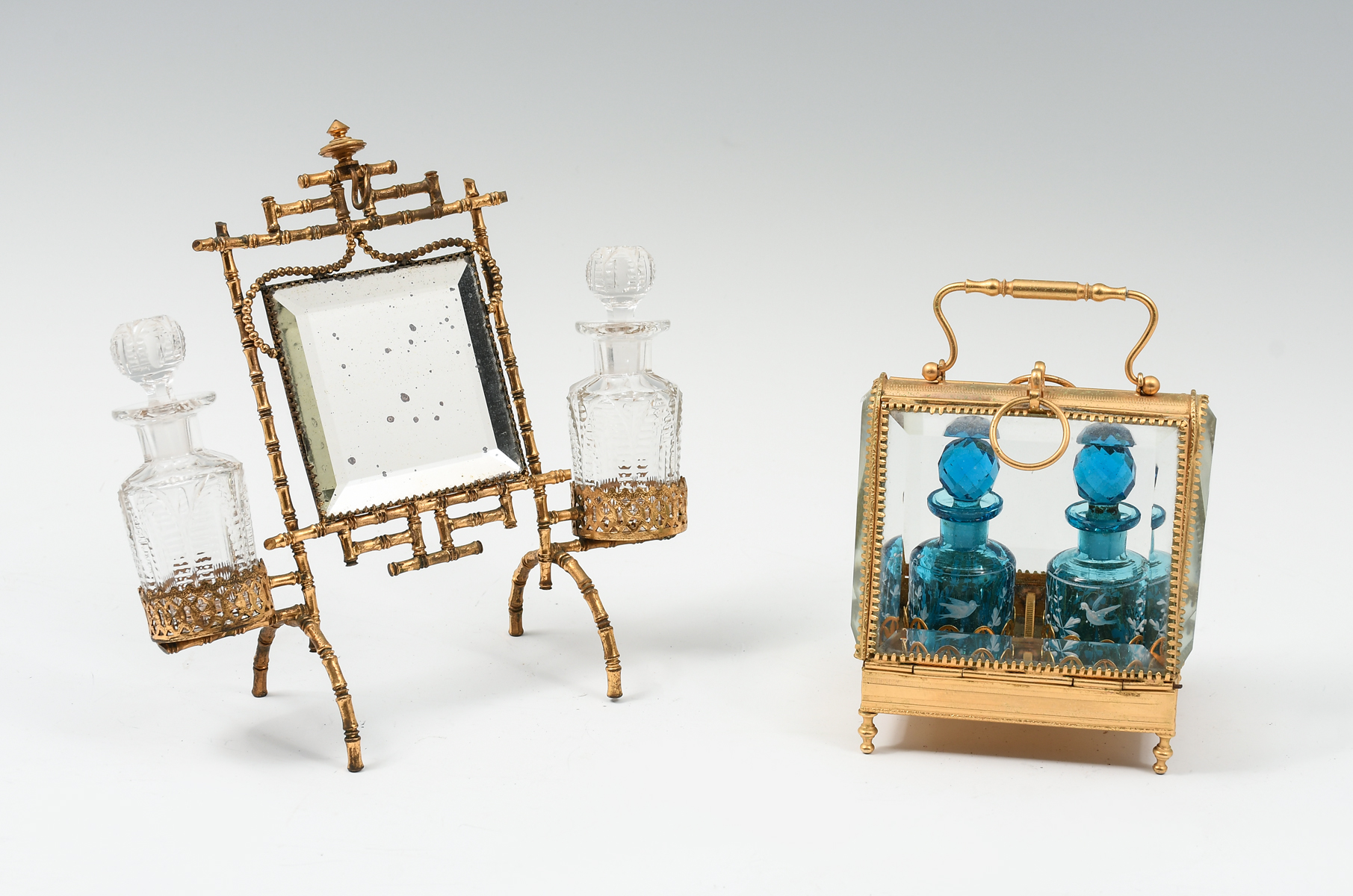 2 PC. PERFUME STANDS W/ BOTTLES: