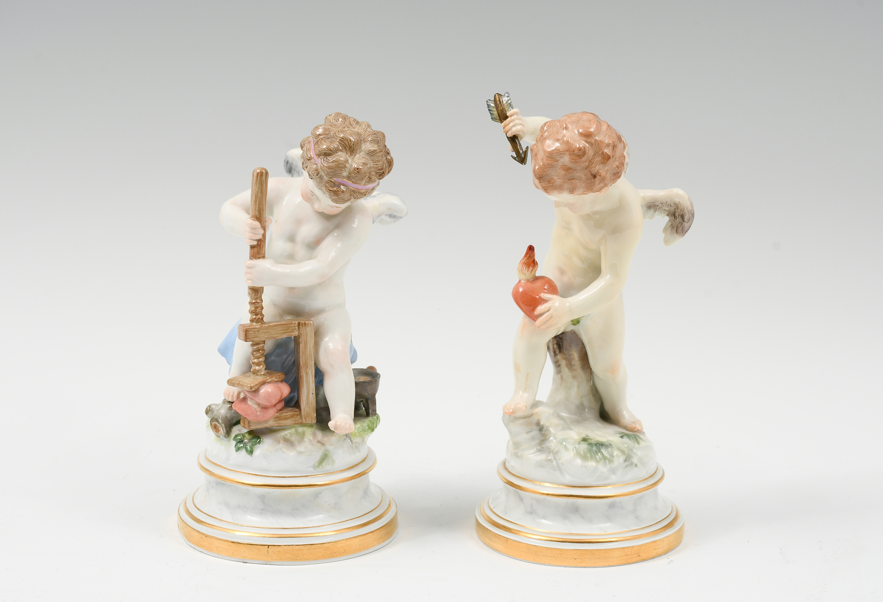 2 PC MEISSEN PORCELAIN CUPIDS 36a47e