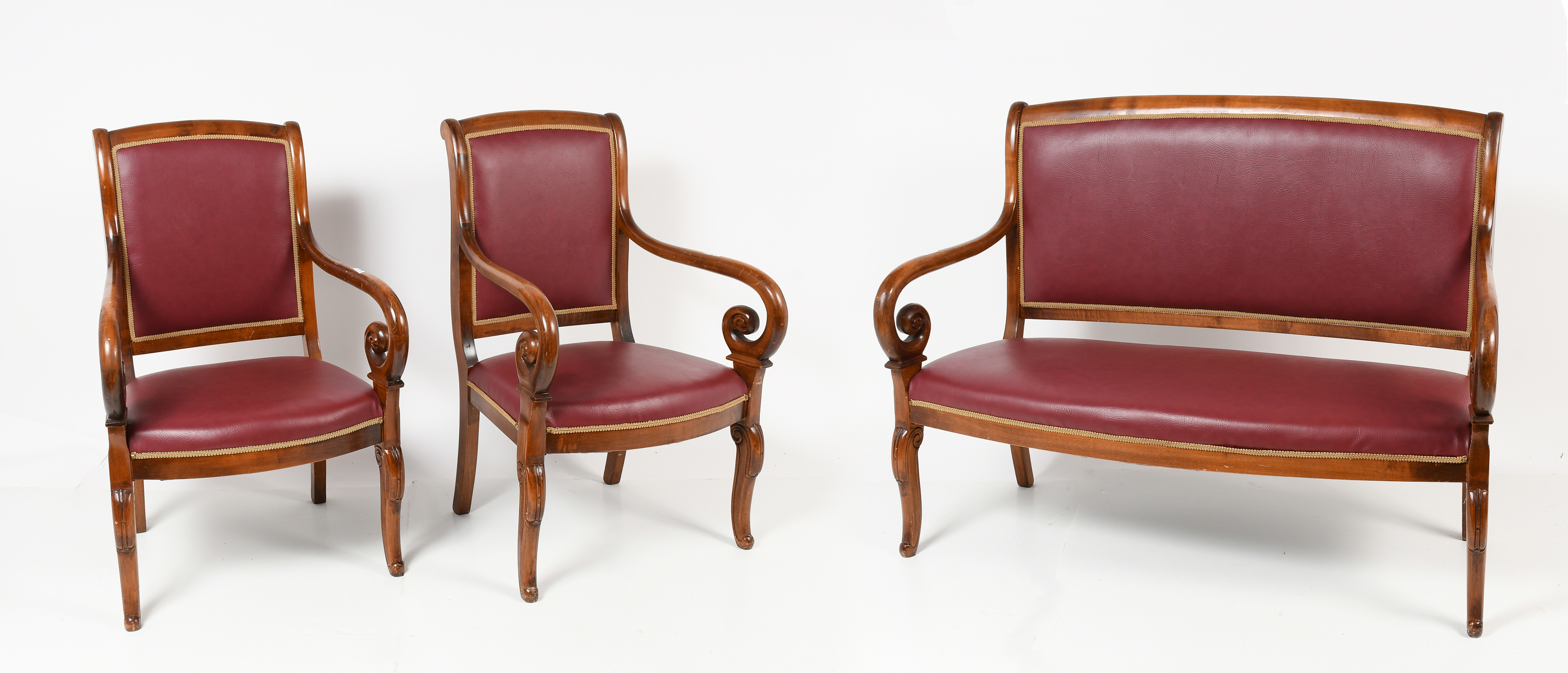 3 PC MAHOGANY SETTEE CHAIRS 36a47b