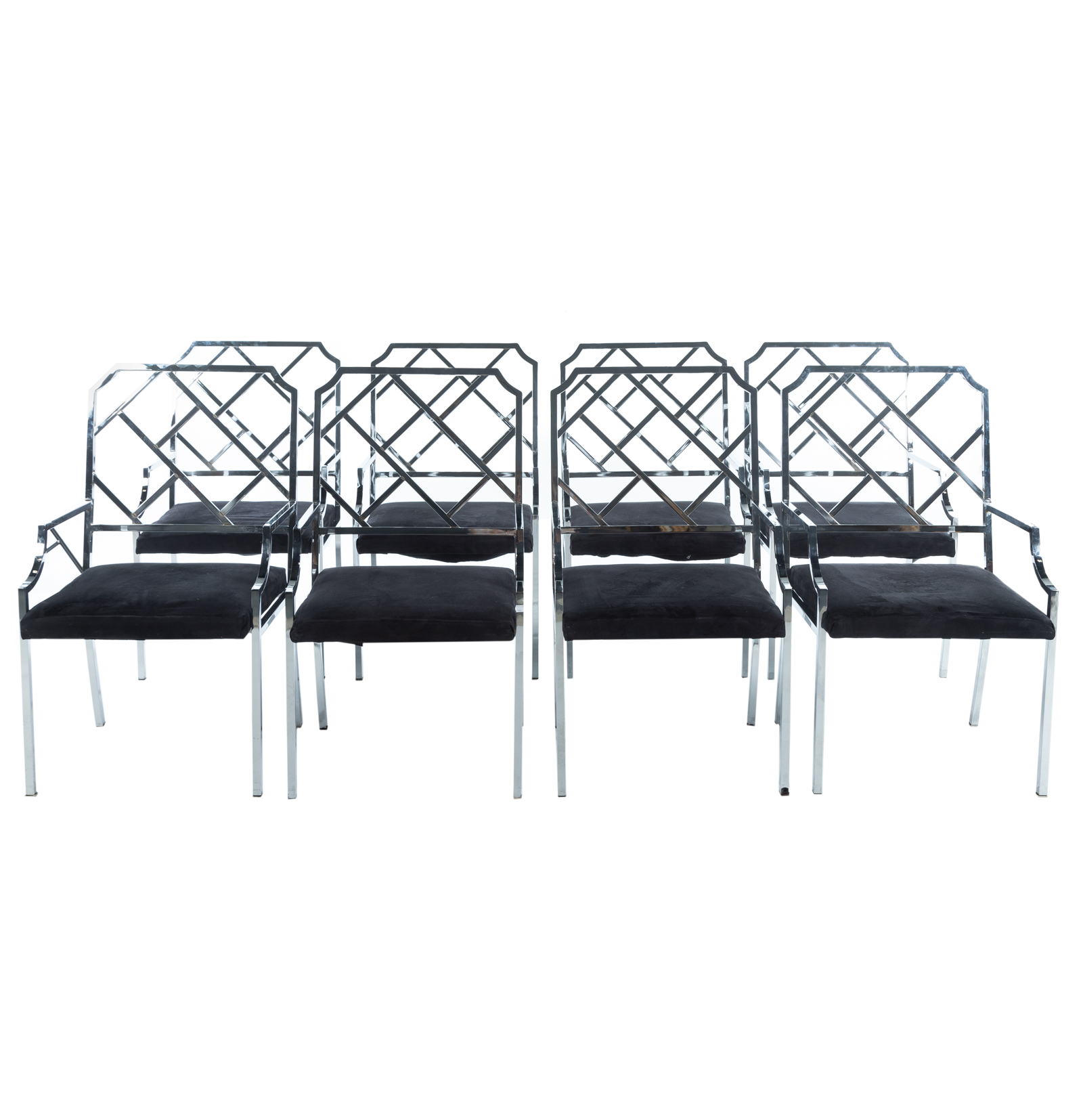 EIGHT MILO BAUGHMAN CHROME ARMCHAIRS