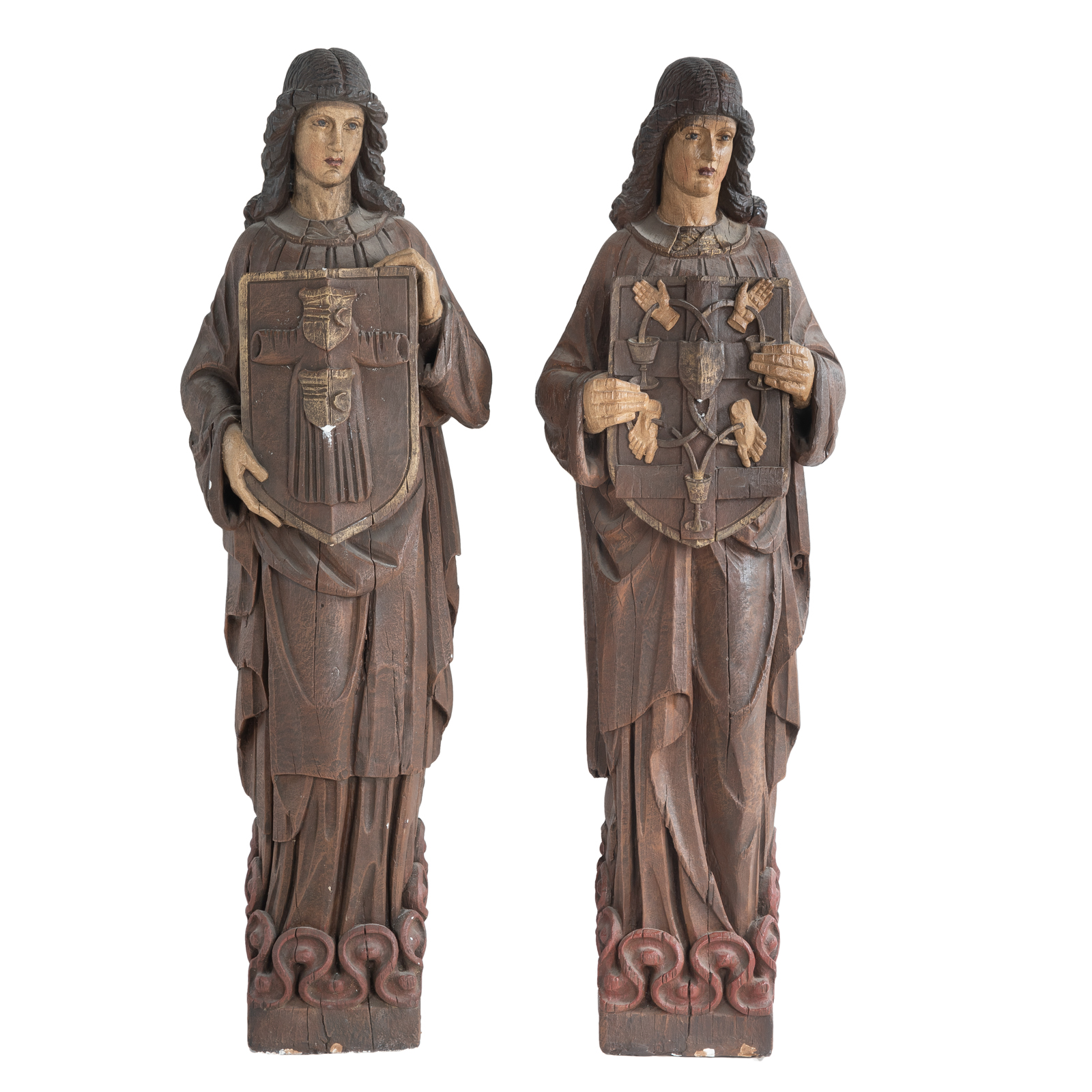 A PAIR OF CARVED WOOD SAINT FIGURES 36a4e9