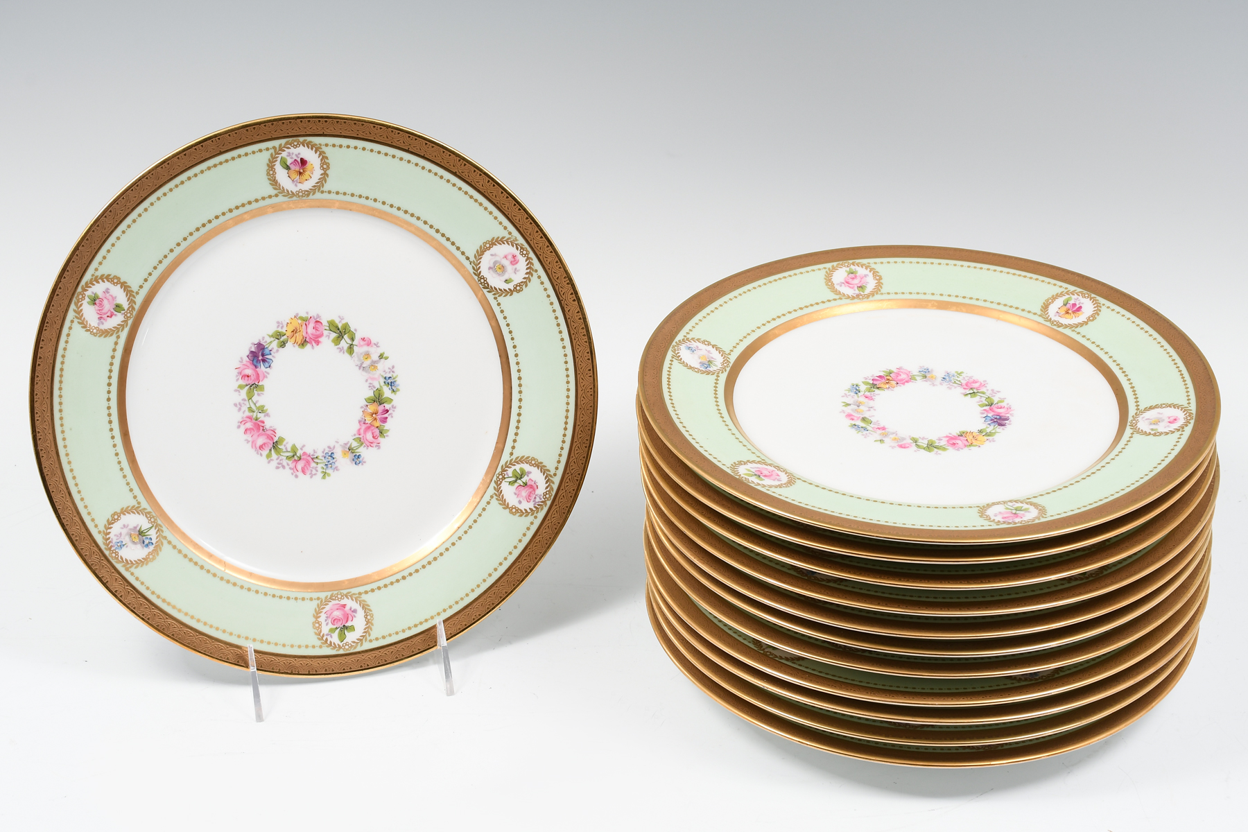 12 PC. FRENCH LIMOGES EMBOSSED DINNER