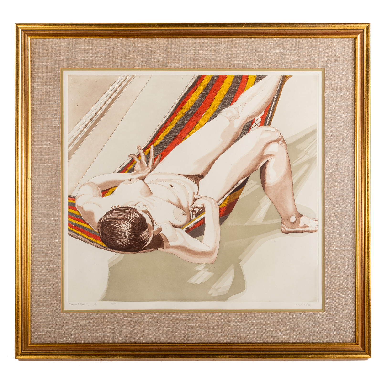 PHILIP PEARLSTEIN NUDE ON STRIPED 36a585