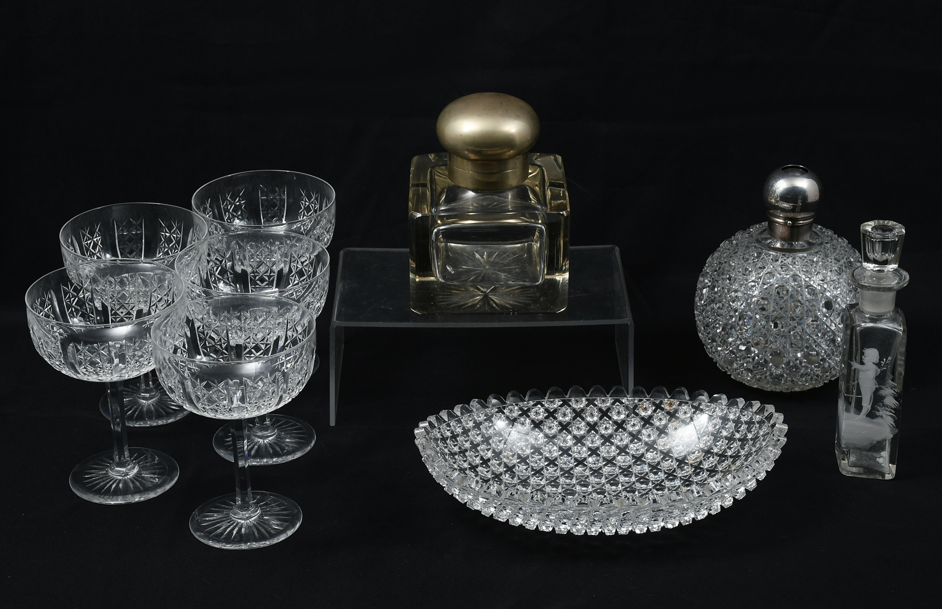 9 PC. CUT CRYSTAL & GLASS COLLECTION: