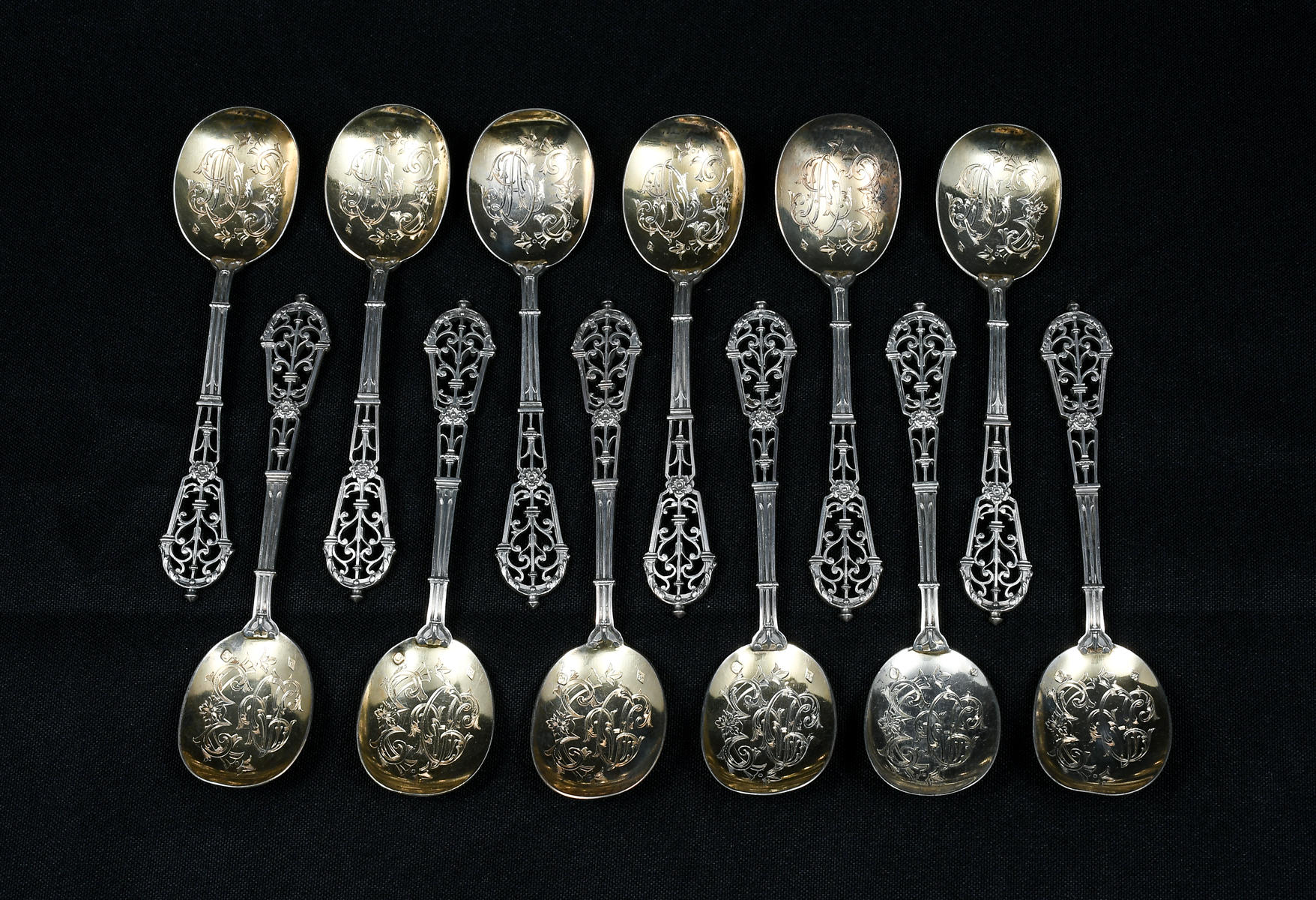 12 PC. PIERCED FRENCH STERLING