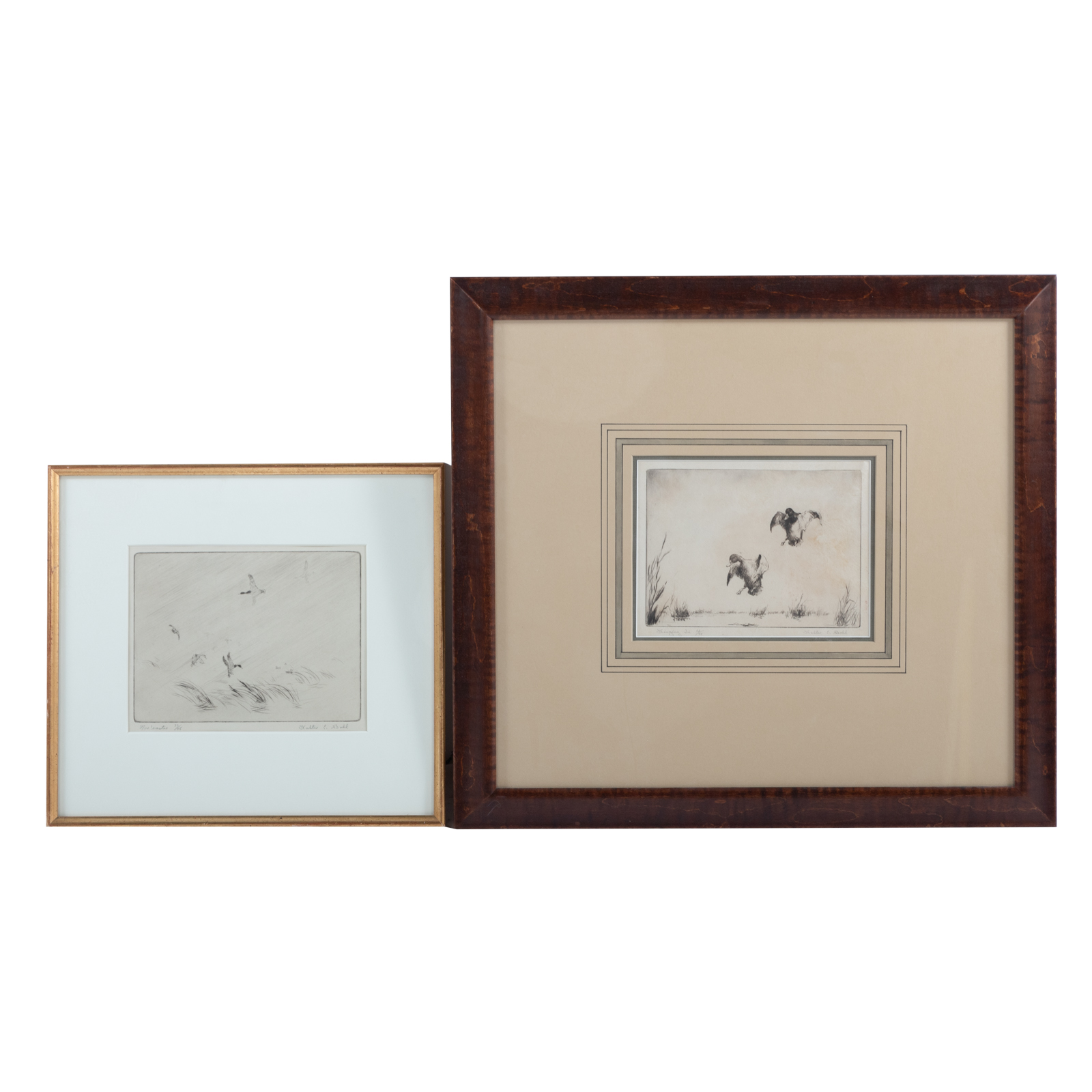 WALTER E. BOHL. TWO FRAMED ETCHINGS