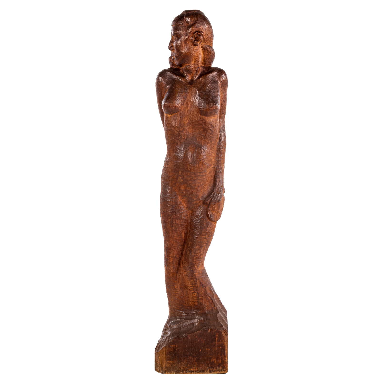 20TH CENTURY WOODEN CARVED WOMAN  36a60a