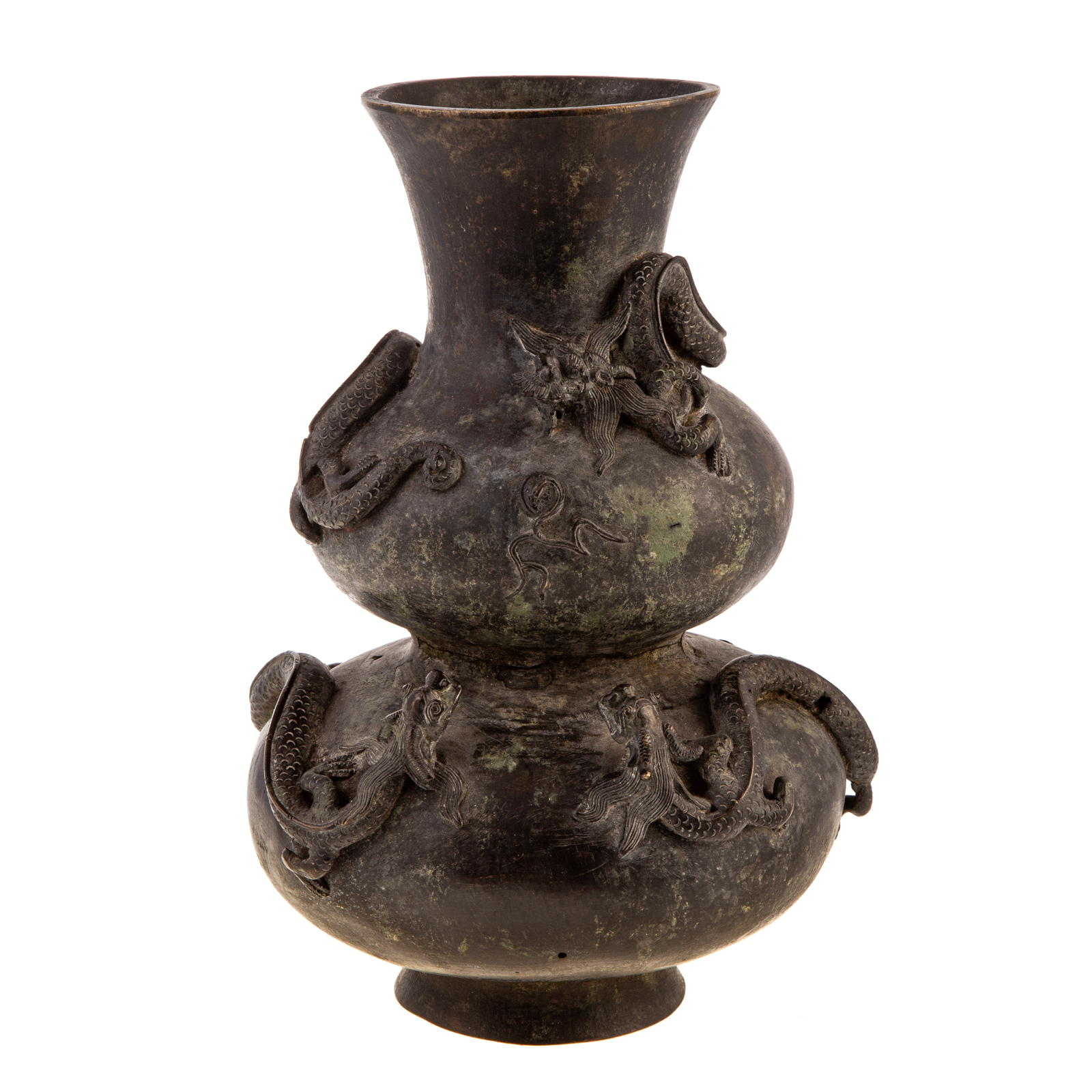 CHINESE BRONZE DOUBLE GOURD VASE