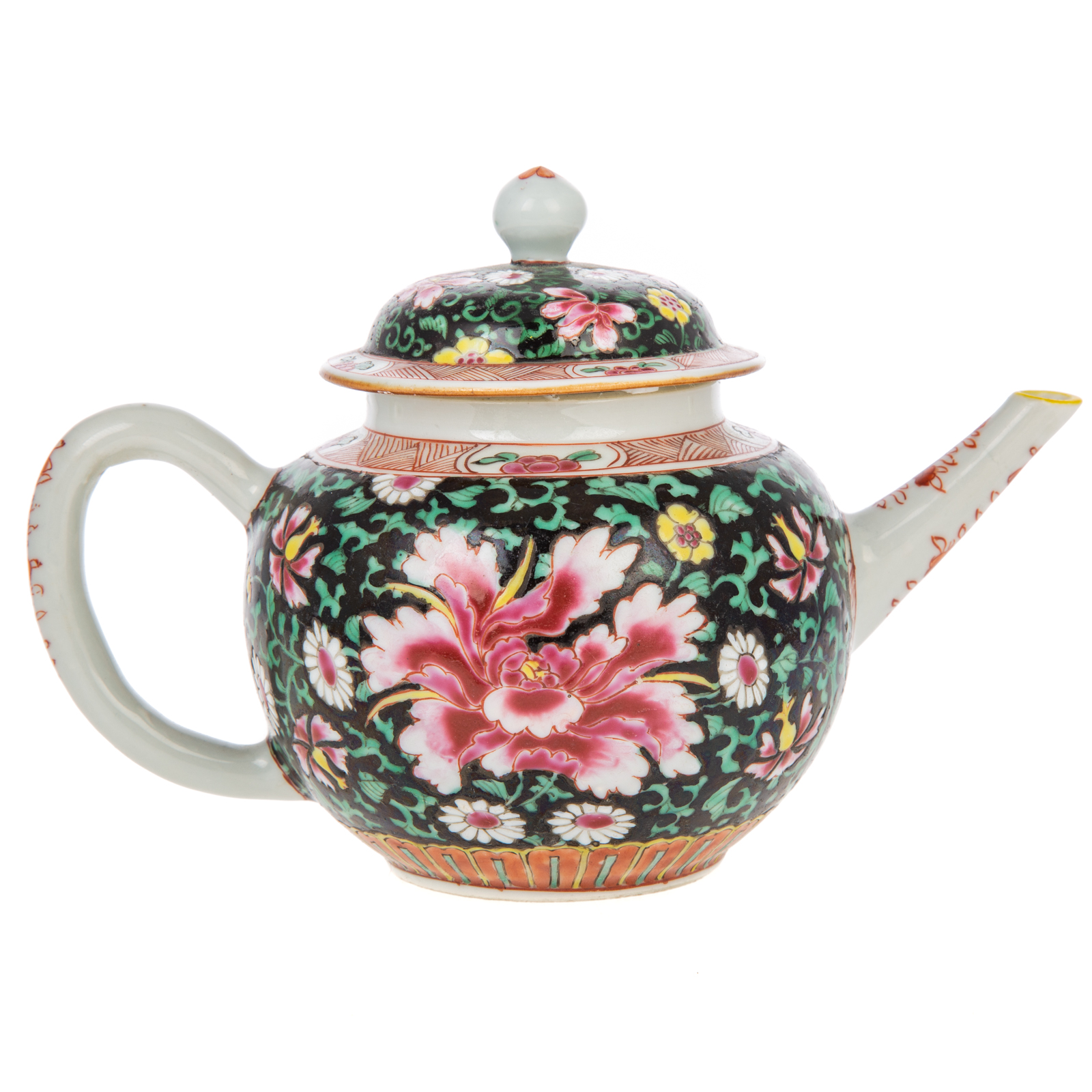 CHINESE EXPORT FAMILLE NOIR TEAPOT 36a625
