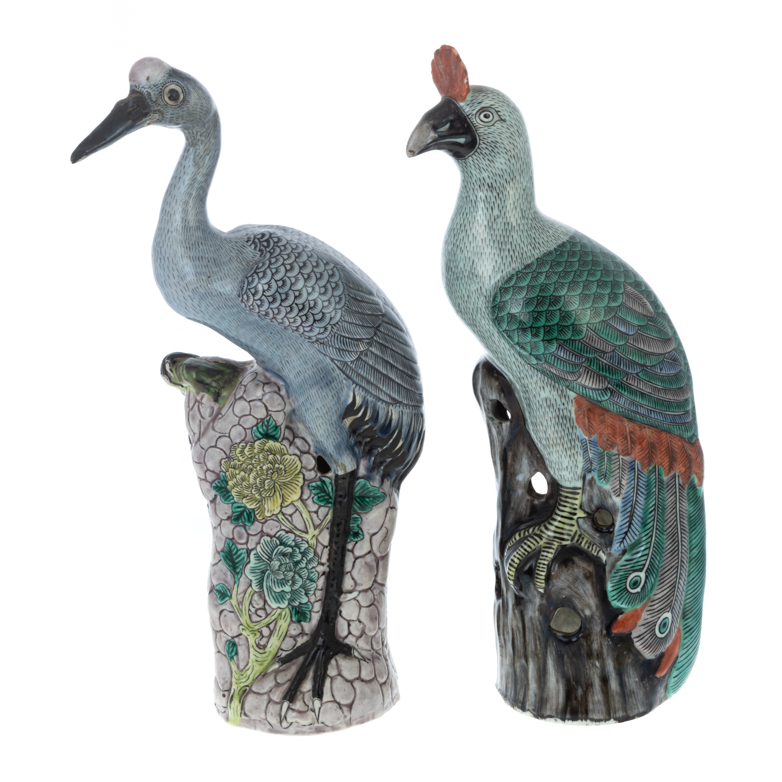 TWO CHINESE EXPORT FAMILLE VERTE BIRDS