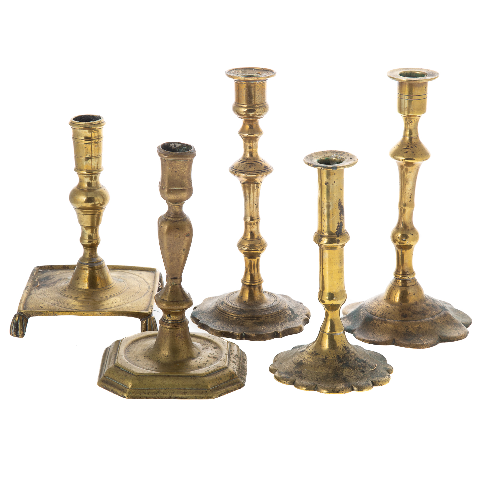 FIVE ENGLISH CONTINENTAL BRASS 36a66d