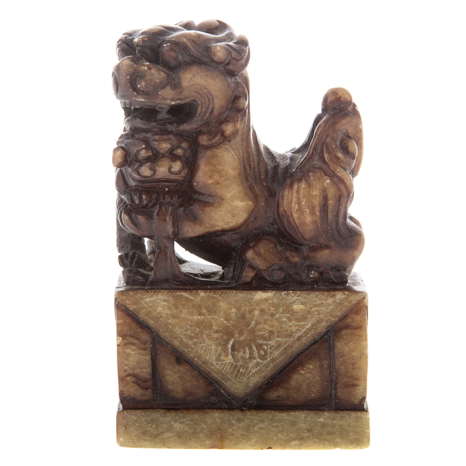 CHINESE CARVED JADE FOO DOG CHOP