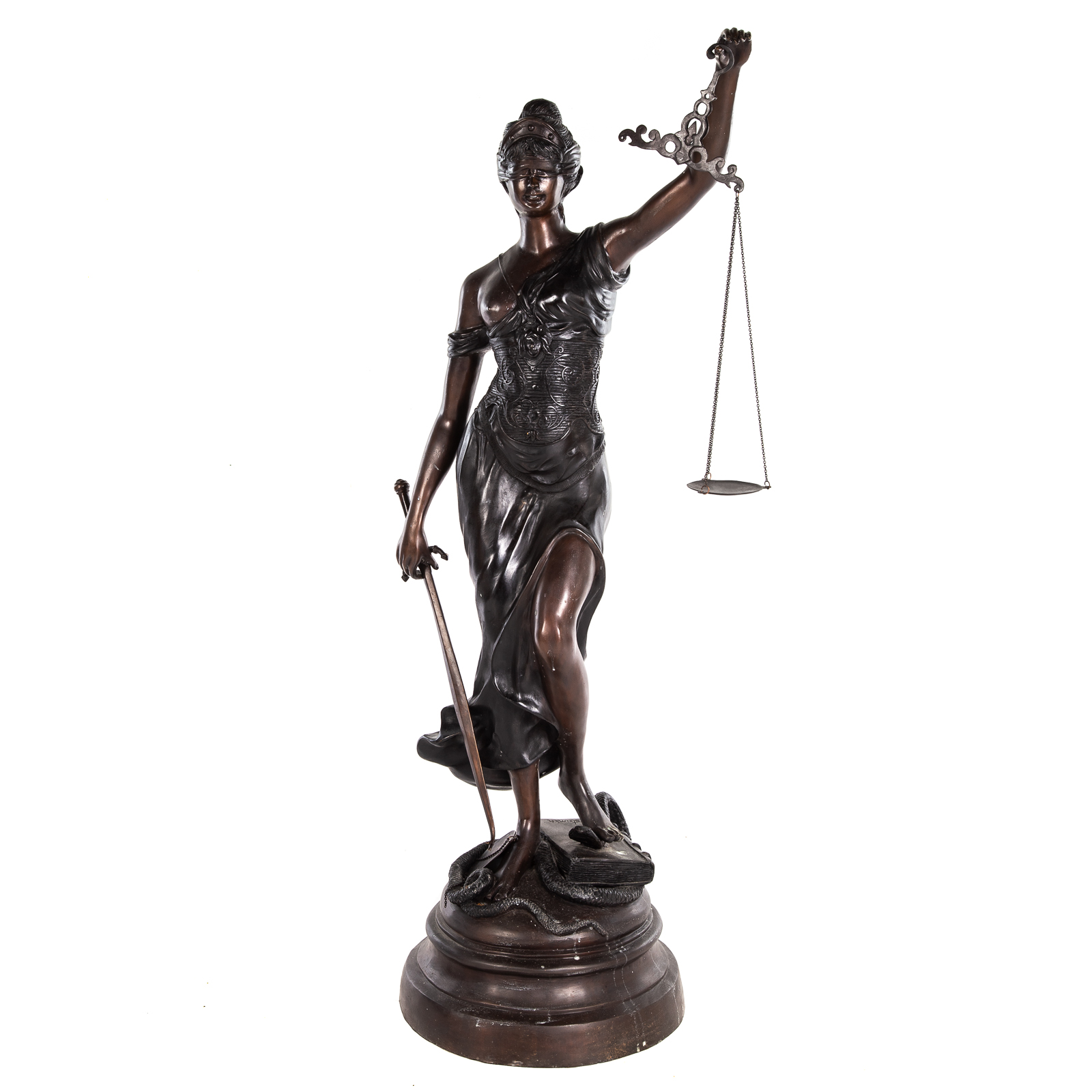 LARGE BRONZE OF JUSTICE Late 20th 36a672