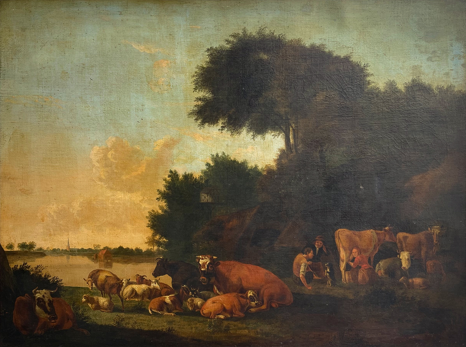 EARLY DUTCH PAINTING WITH BARNYARD 36a689