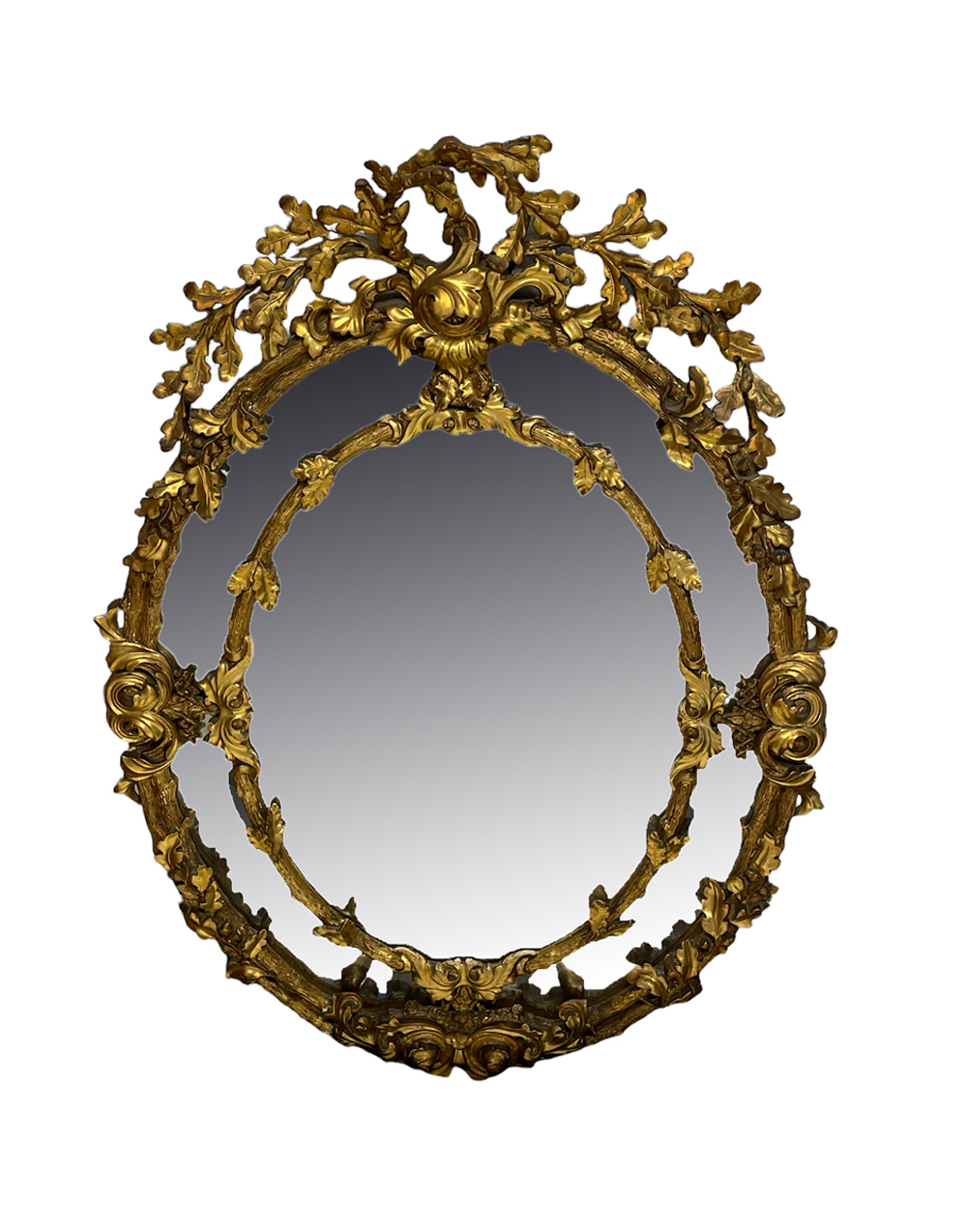 ITALIAN CARVED & GILDED GESSO MIRROR: