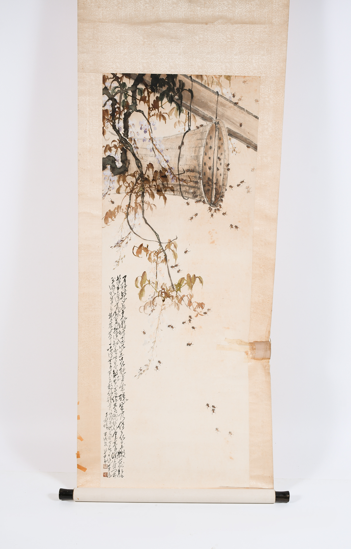 UNUSUAL JAPANESE WATERCOLOR SCROLL 36a6a5