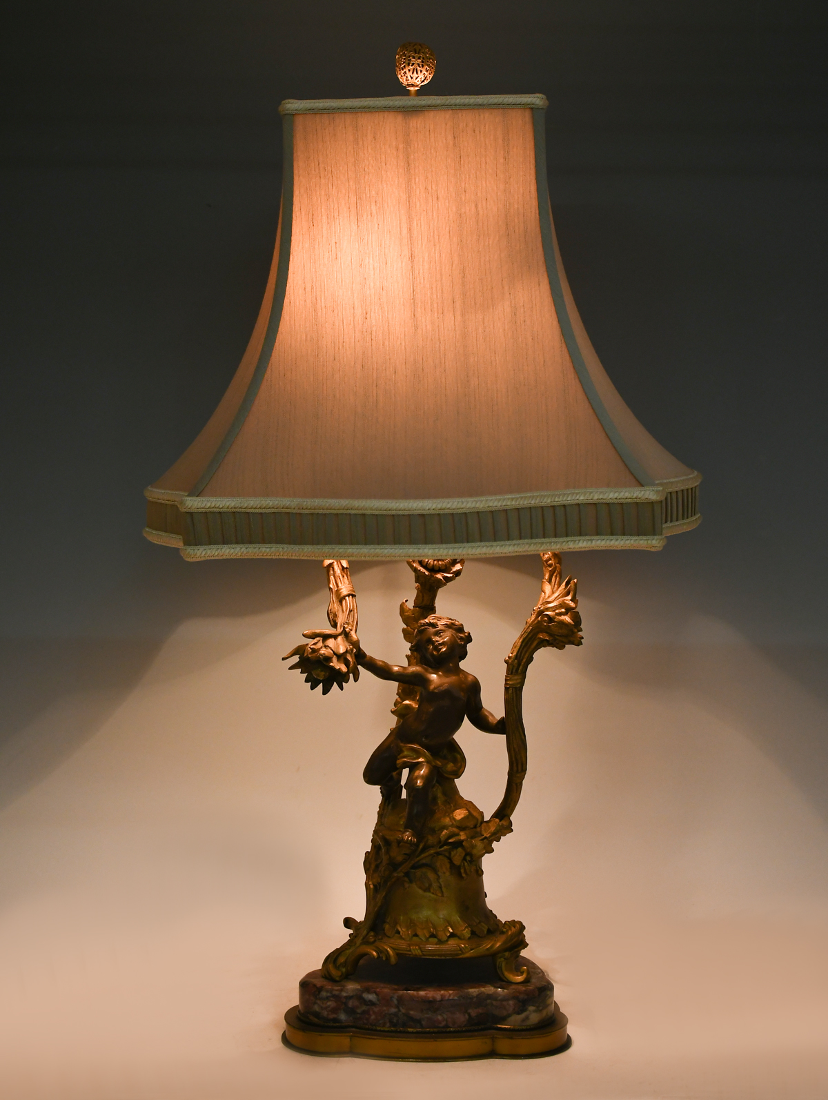 FIGURAL MARBLE BRONZE LAMP W  36a6d6