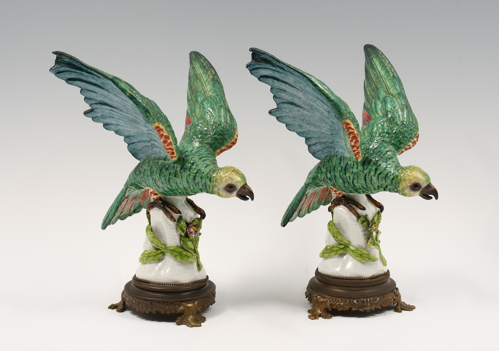 PAIR FRENCH POLYCHROME PORCELAIN