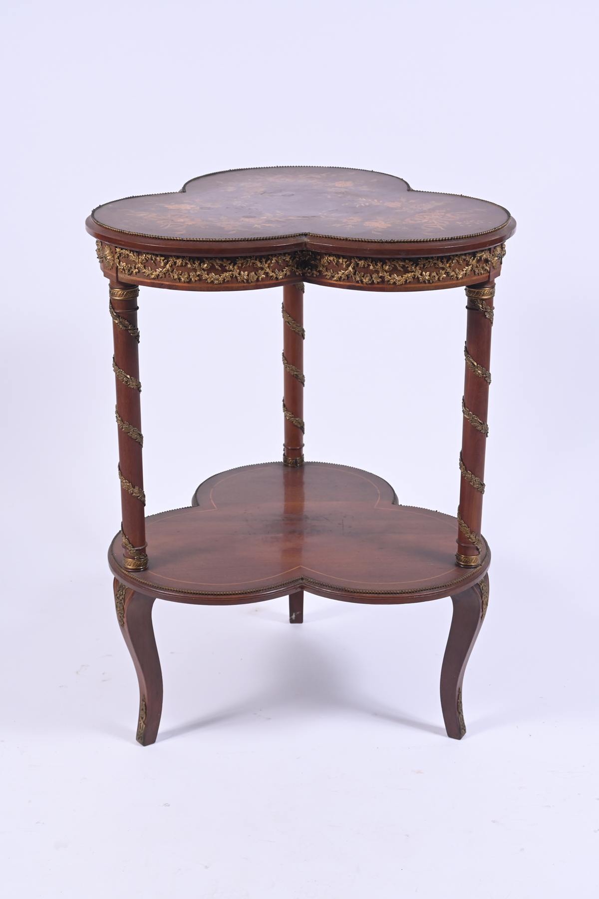 TRI-LOBED INLAID MARQUETRY TABLE: