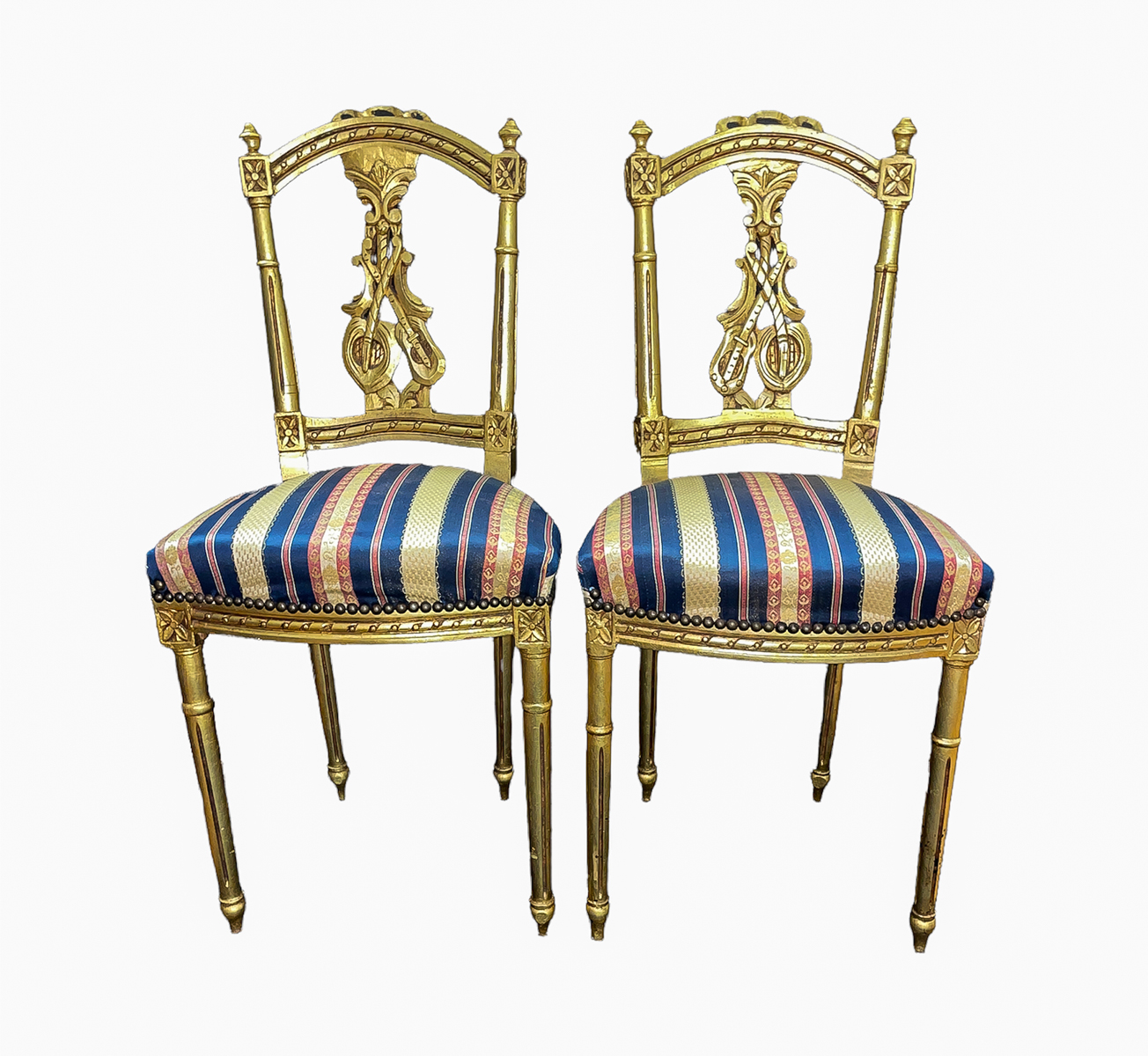PAIR OF CARVED & GILT ITALIAN CHAIRS:
