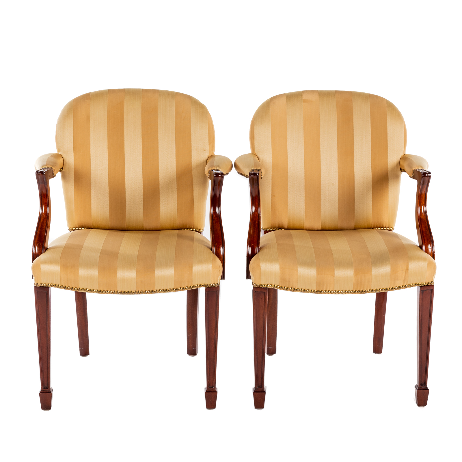 A PAIR OF GEORGIAN STYLE UPHOLSTERED 36a753