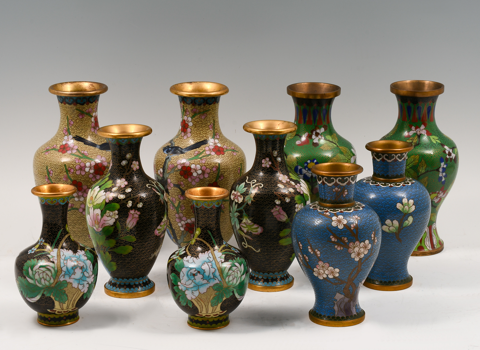 10 PC. CHINESE CLOISONNE COLLECTION: