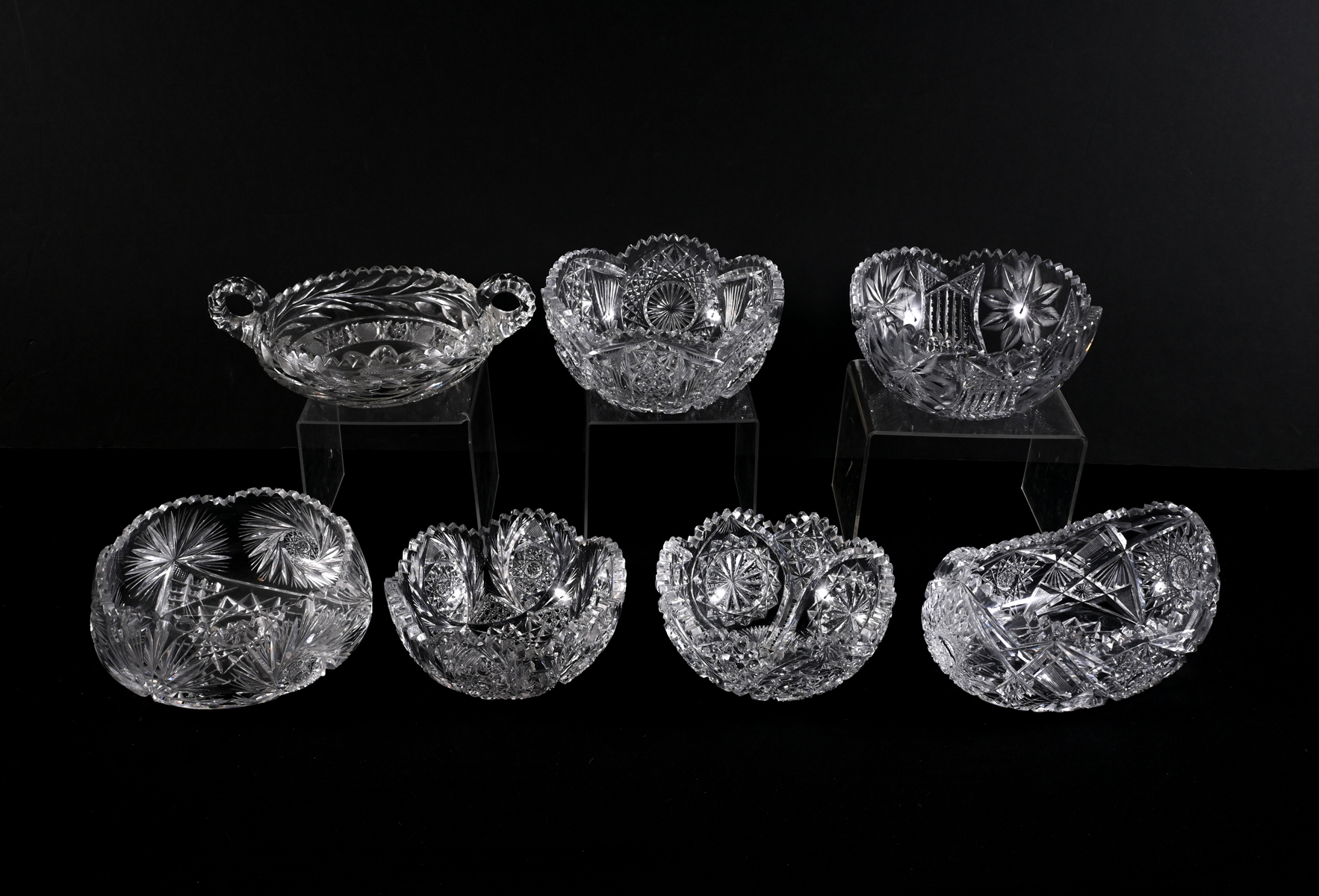 7 PC CUT GLASS BOWL COLLECTION  36a779