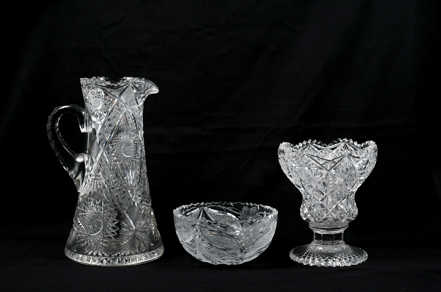 3 PC AMERICAN CUT GLASS LOT Comprising  36a77d