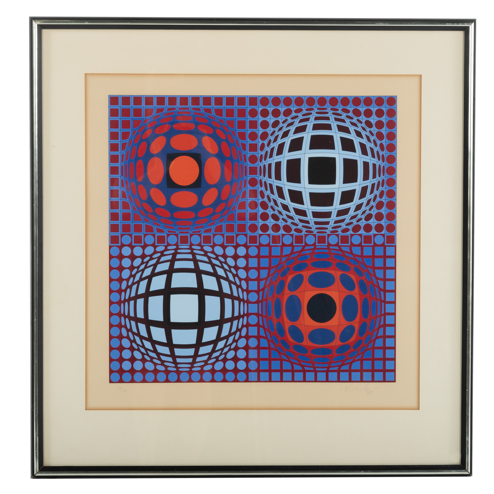 VICTOR VASARELY. ABSTRACT IN RED