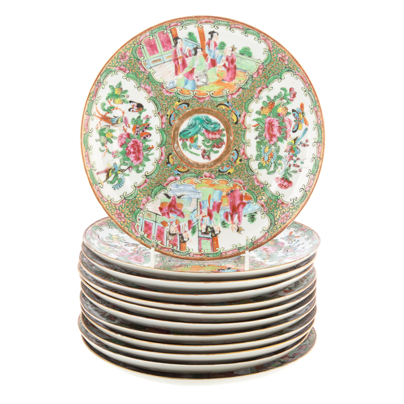 12 ROSE MEDALLION DINNER PLATES Tongzhi