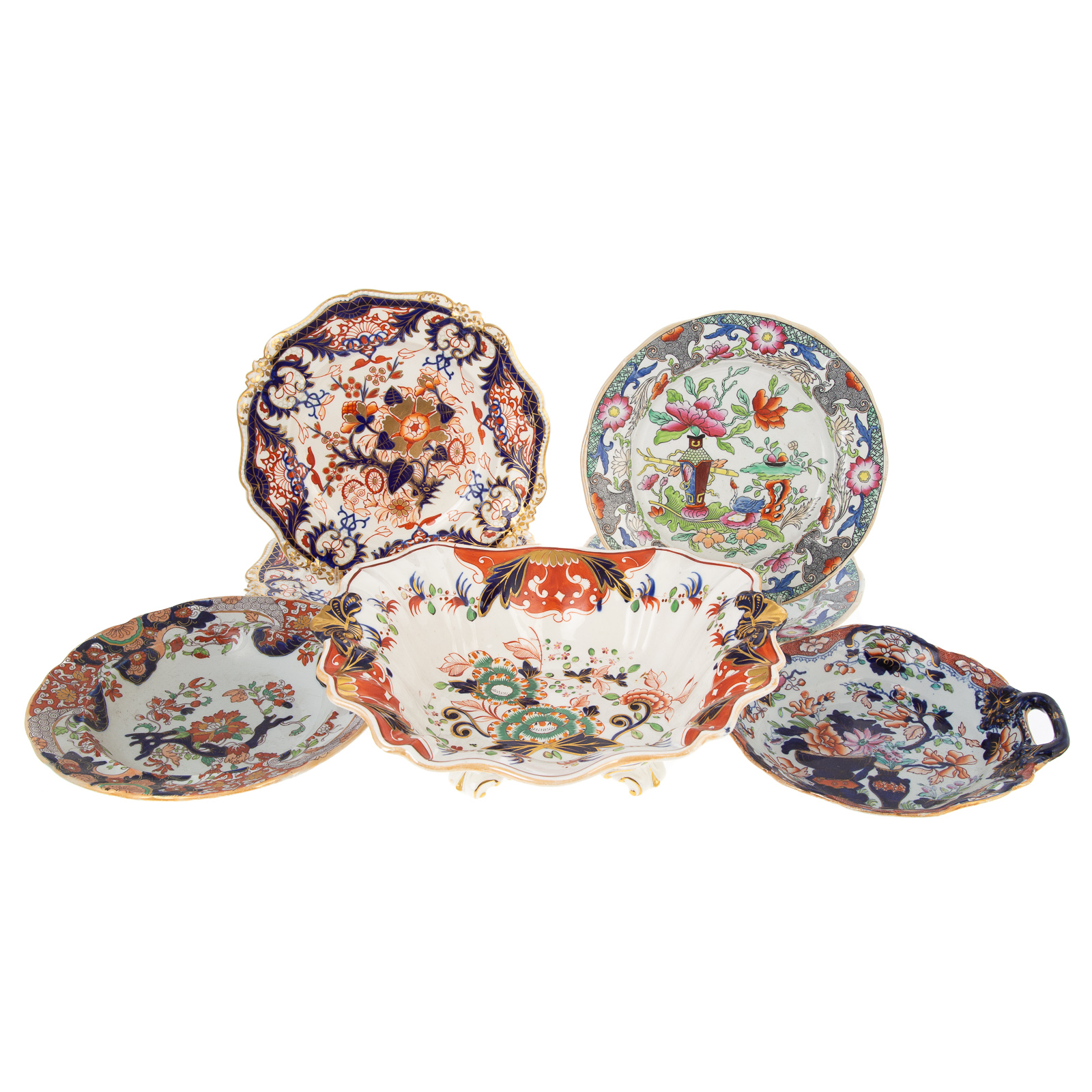 SIX ENGLISH CHINA CHINOISERIE PLATES