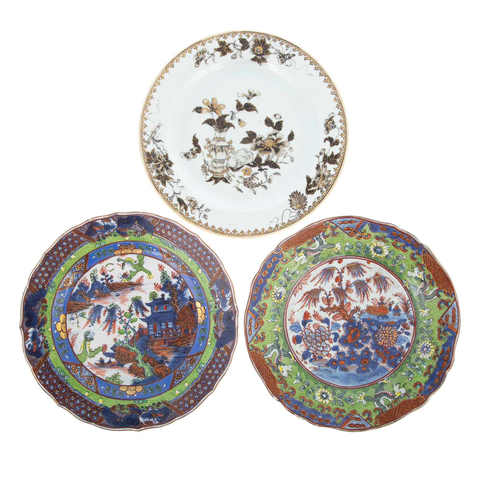 THREE CHINESE EXPORT PLATES Qianlong