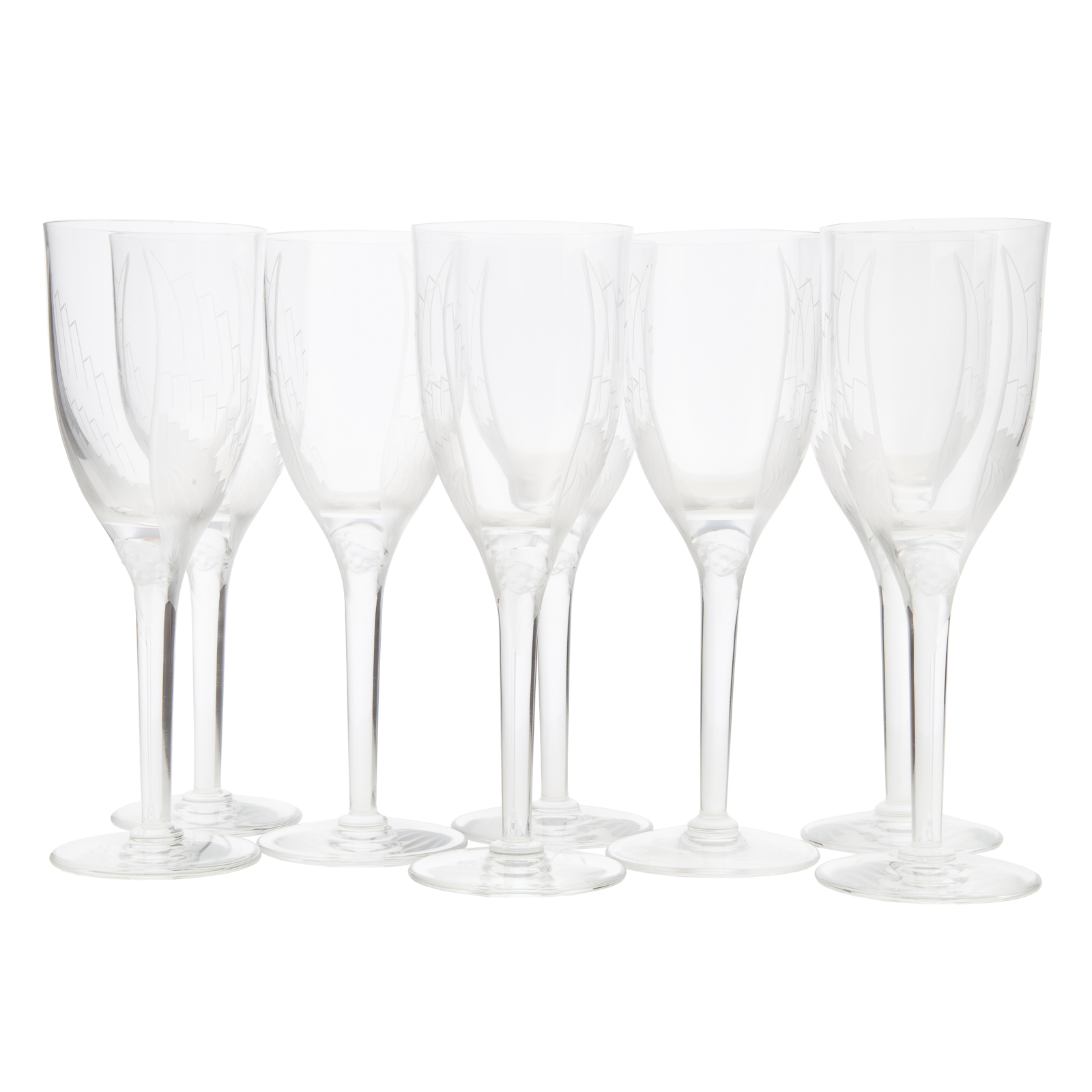 EIGHT LALIQUE ANGE CRYSTAL WINE 36a872