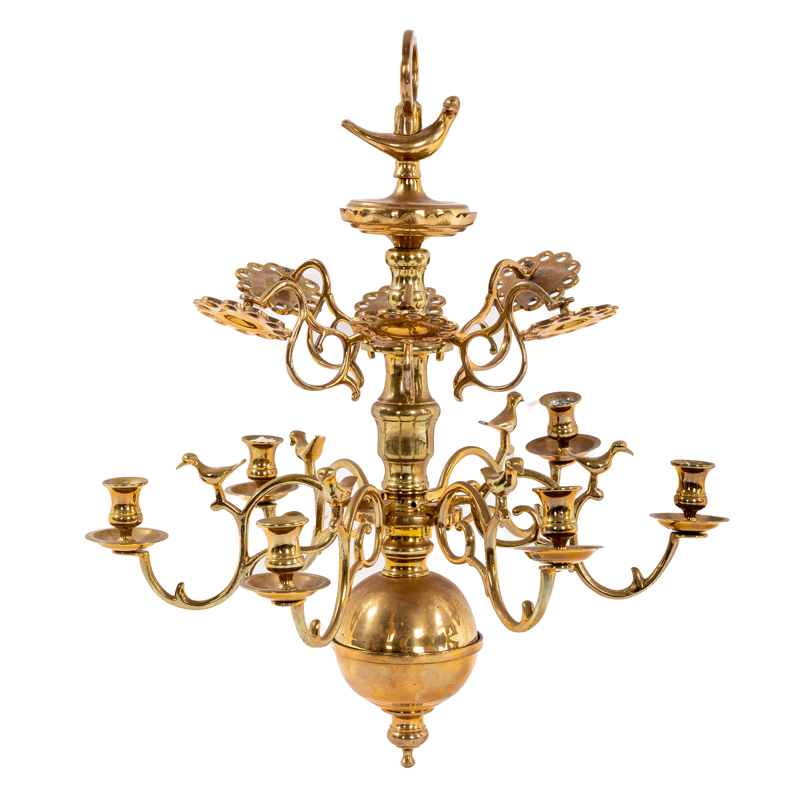 DUTCH STYLE BRASS SIX LIGHT CHANDELIER 36a87f