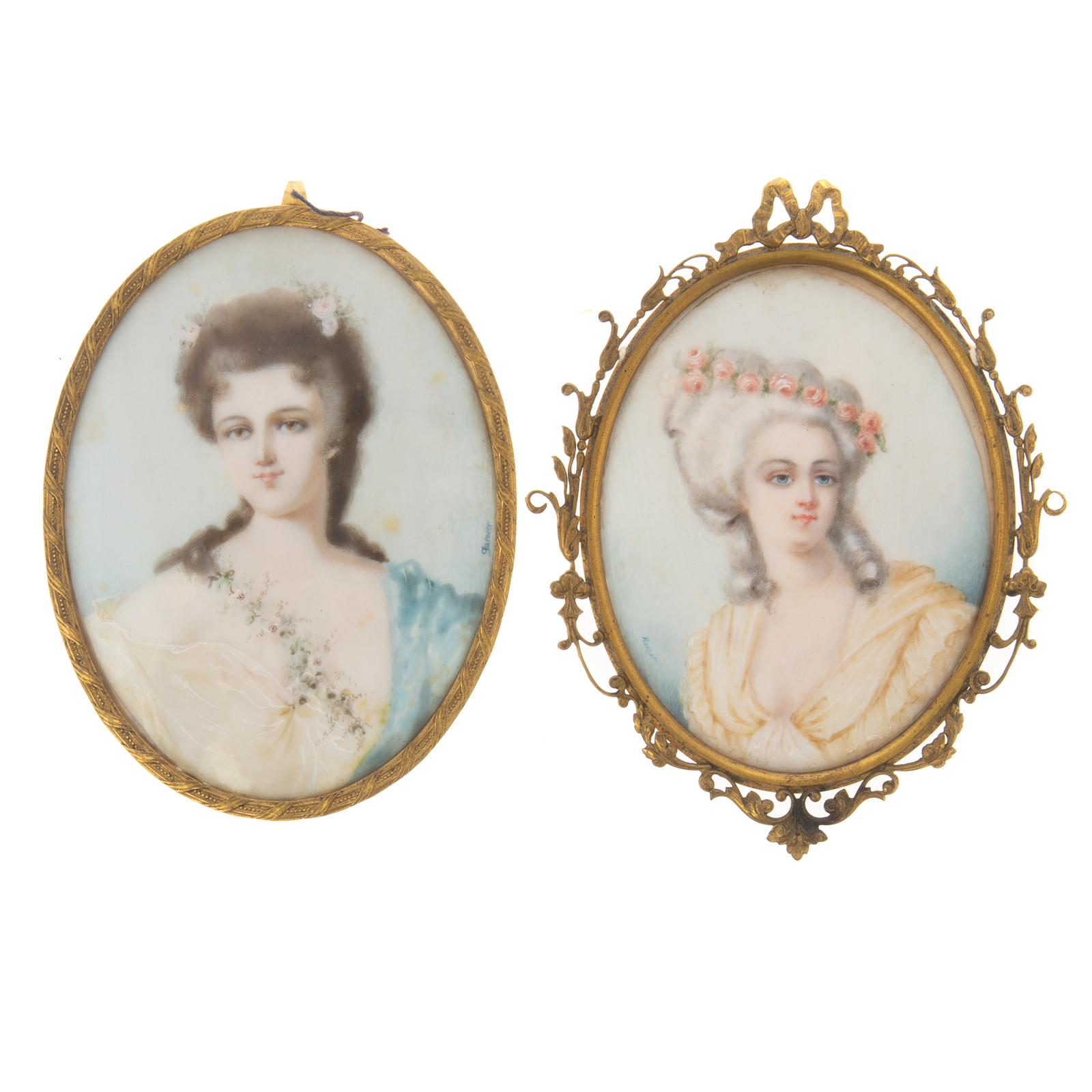 TWO FRENCH SCHOOL PORTRAIT MINIATURES 36a884