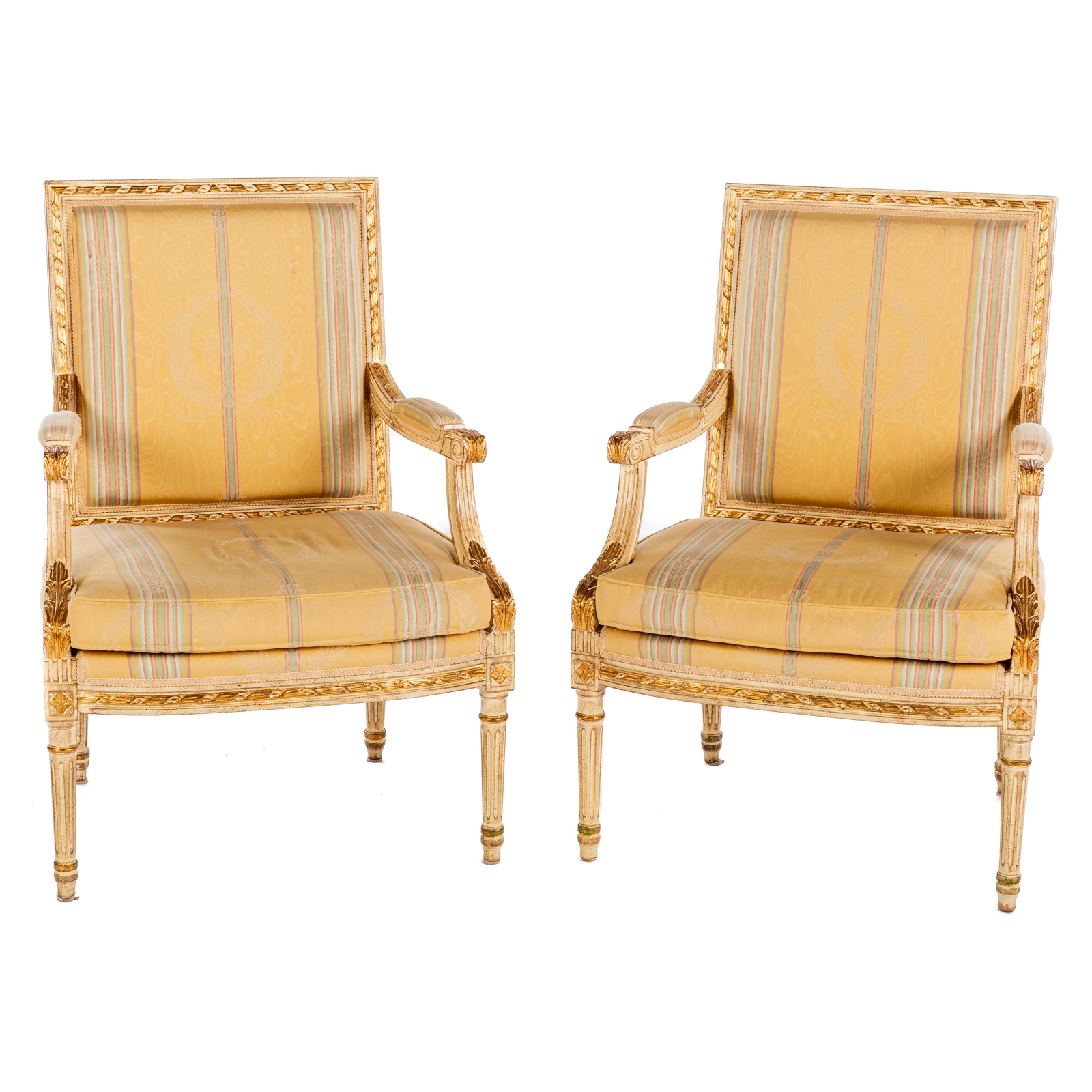 A PAIR OF LOUIS XVI STYLE PAINTED