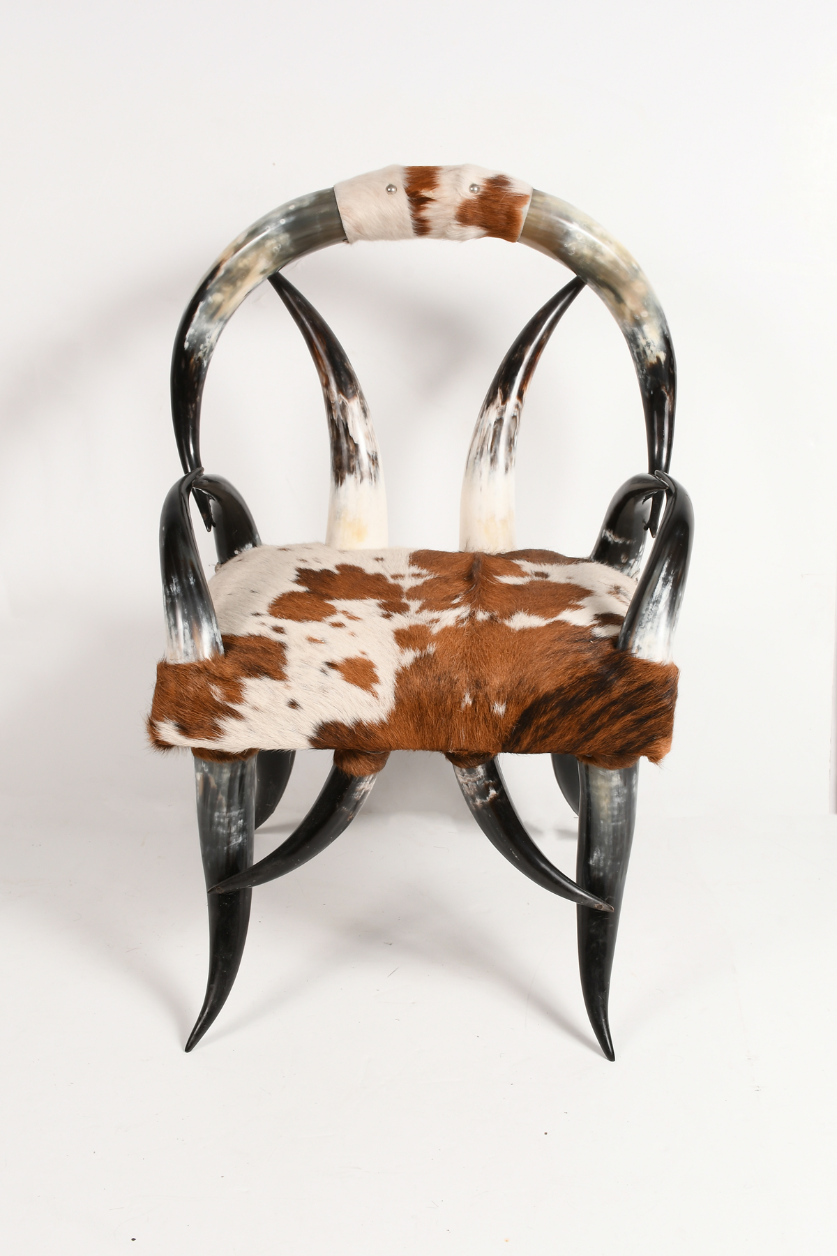 COWHIDE AND STEERHORN CHAIR: This